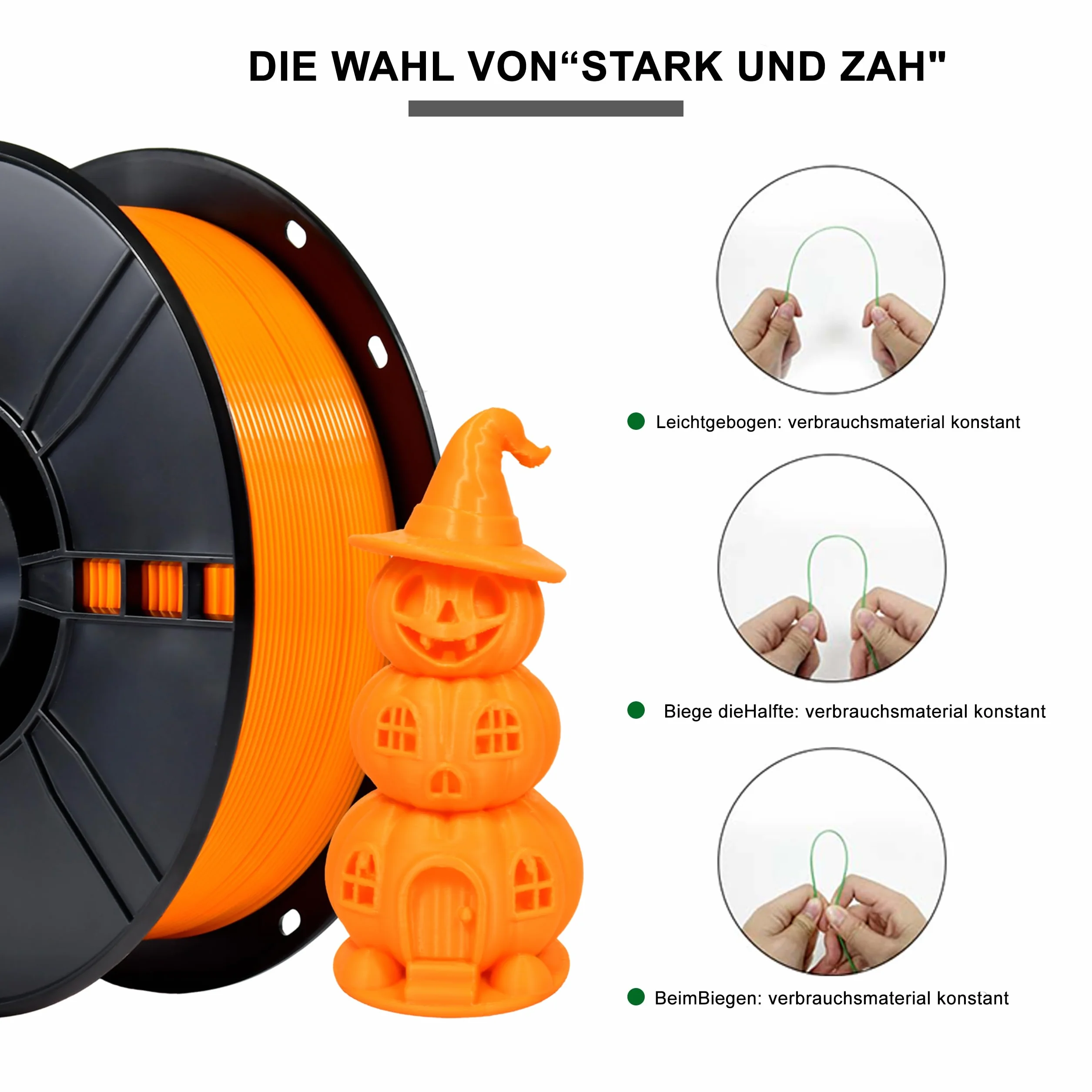 iBOSS PLA Plus (PLA+) filament 3D 1,75 mm, filament PLA Plus, dokładność wymiarowa +/- 0,02 mm, szpula 1 kg, filament do druku 3D, kolor pomarańczowy
