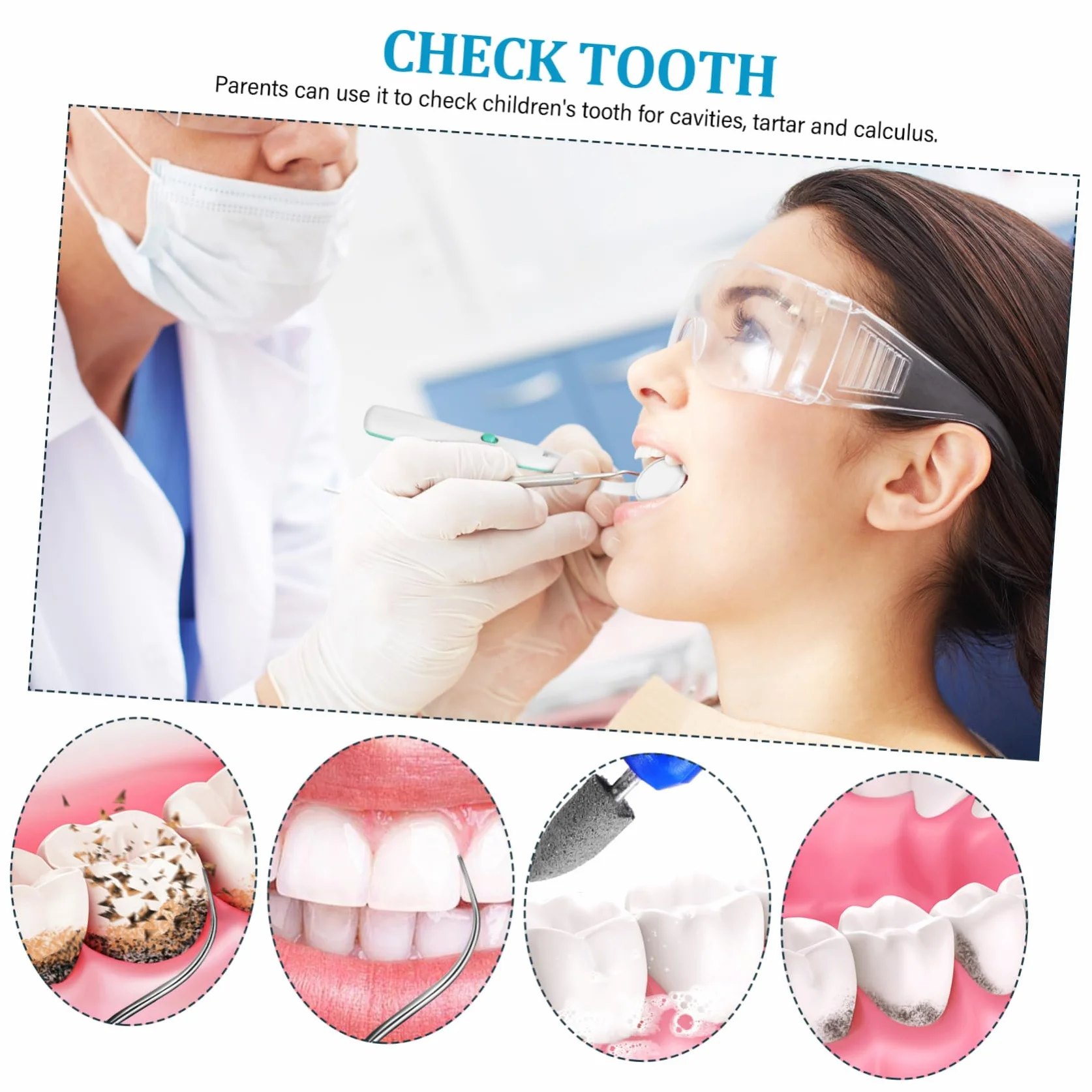 Lusterko Dentystyczne z Jasnym Światłem LED Do Inspekcji Zębów Zielone Narzędzie Stomatologiczne Do Pielęgnacji Ustnej dla Rodziców i Dentystów