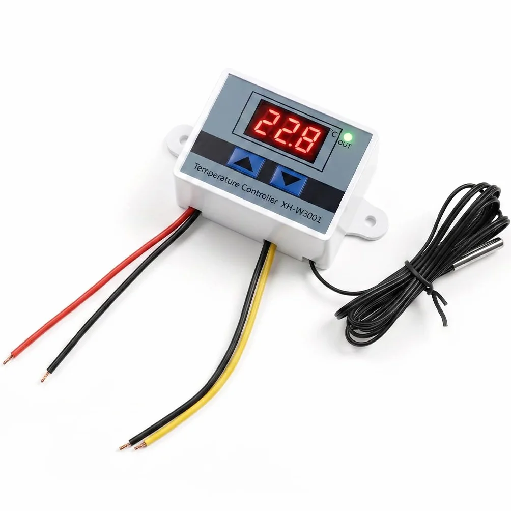 QWORK® Cyfrowy moduł regulatora temperatury LED, 12 V DC 120 W, zakres -50 ℃ do 110 ℃, tryb ogrzewania i chłodzenia, wodoodporna sonda 1 m