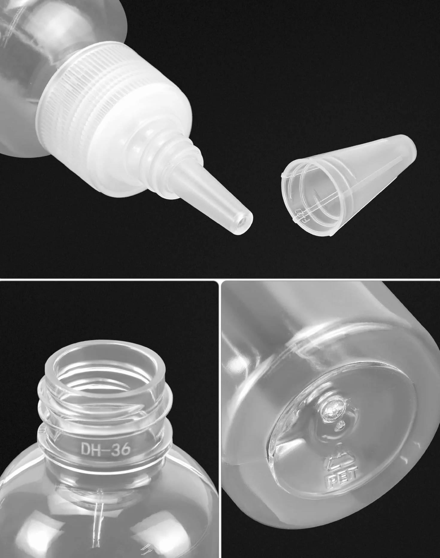 QWORK® 16 szt. plastikowych butelek dozujących, 30 ml/60 ml, małe butelki dozujące, butelka do wyciskania z dyszą do różnych płynów