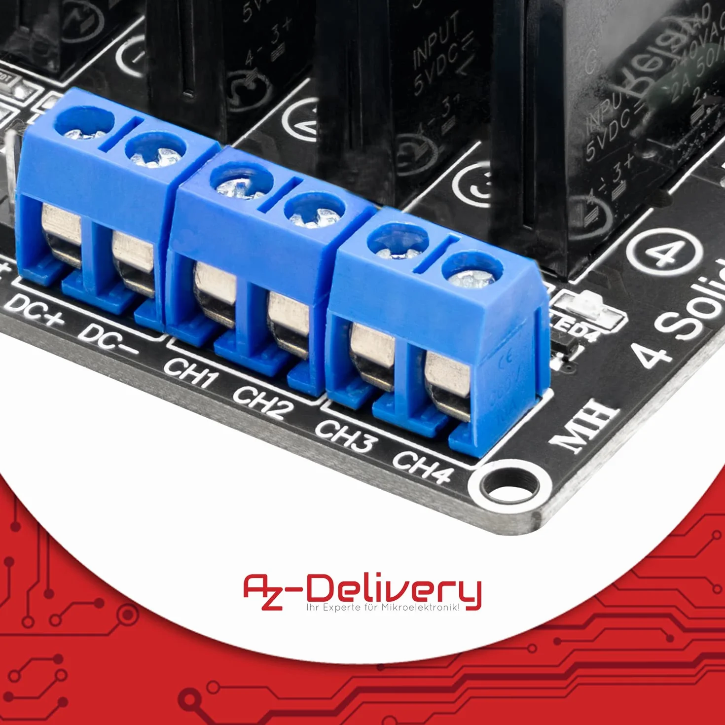 AZDelivery 4-kanałowy moduł przekaźnika 5 V DC Solid State Relais Low Level Trigger Power Switch Relais Board kompatybilny z Arduino i Raspberry Pi