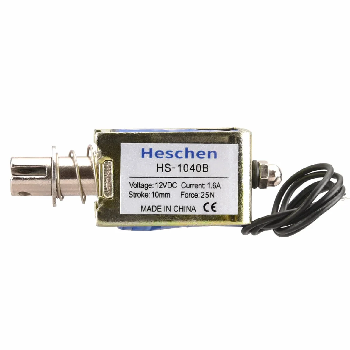 Heschen Elektromagnes elektromagnetyczny, HS-1040B, DC12V 1.6A 25N, skok 10mm, zamek do drzwi z otwartą ramą typu Push Pull