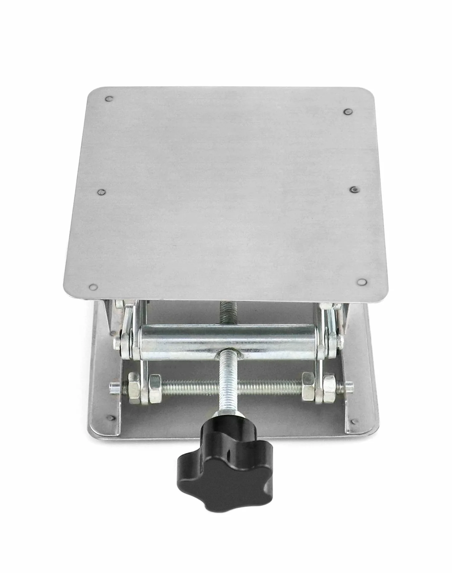 QWORK® Laboratoryjna platforma podnosząca, laboratoryjny podnośnik nożycowy ze stali nierdzewnej 100x100mm do eksperymentów, maksymalne obciążenie 5KG