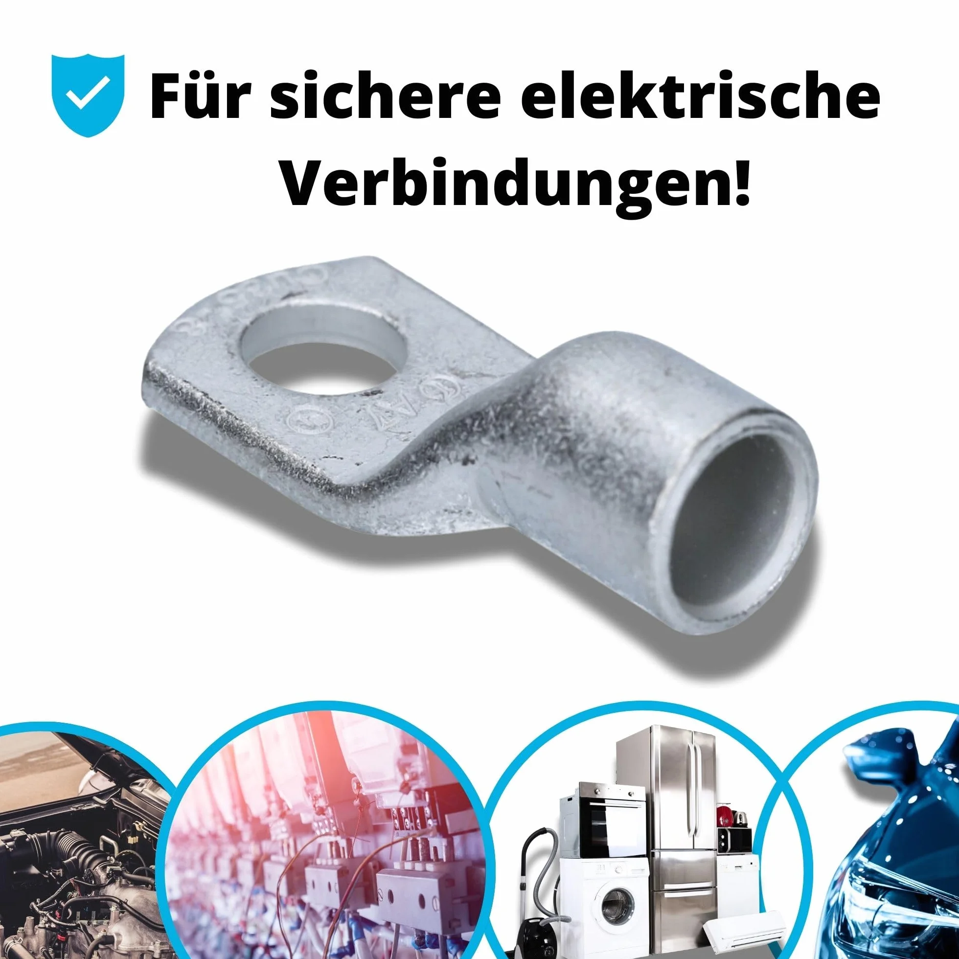 10 Stück Cembre A7-M8 Rohrkabelschuh 35mm² M8 unisoliert aus Kupfer verzinnt