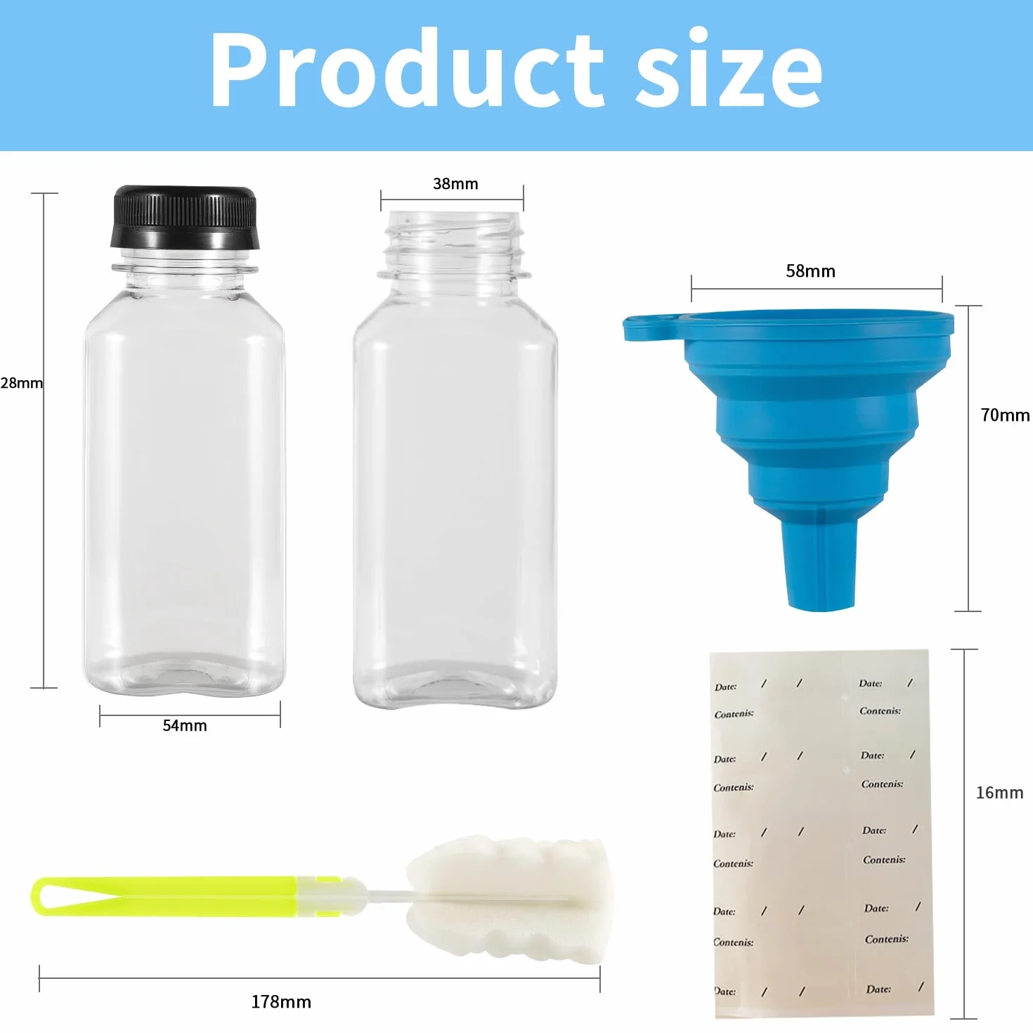 10 szt. plastikowych butelek na sok 250 ml z pokrywkami zabezpieczającymi przed manipulacją, puste plastikowe butelki wielokrotnego użytku, pojemniki na mleko, wodę, napoje