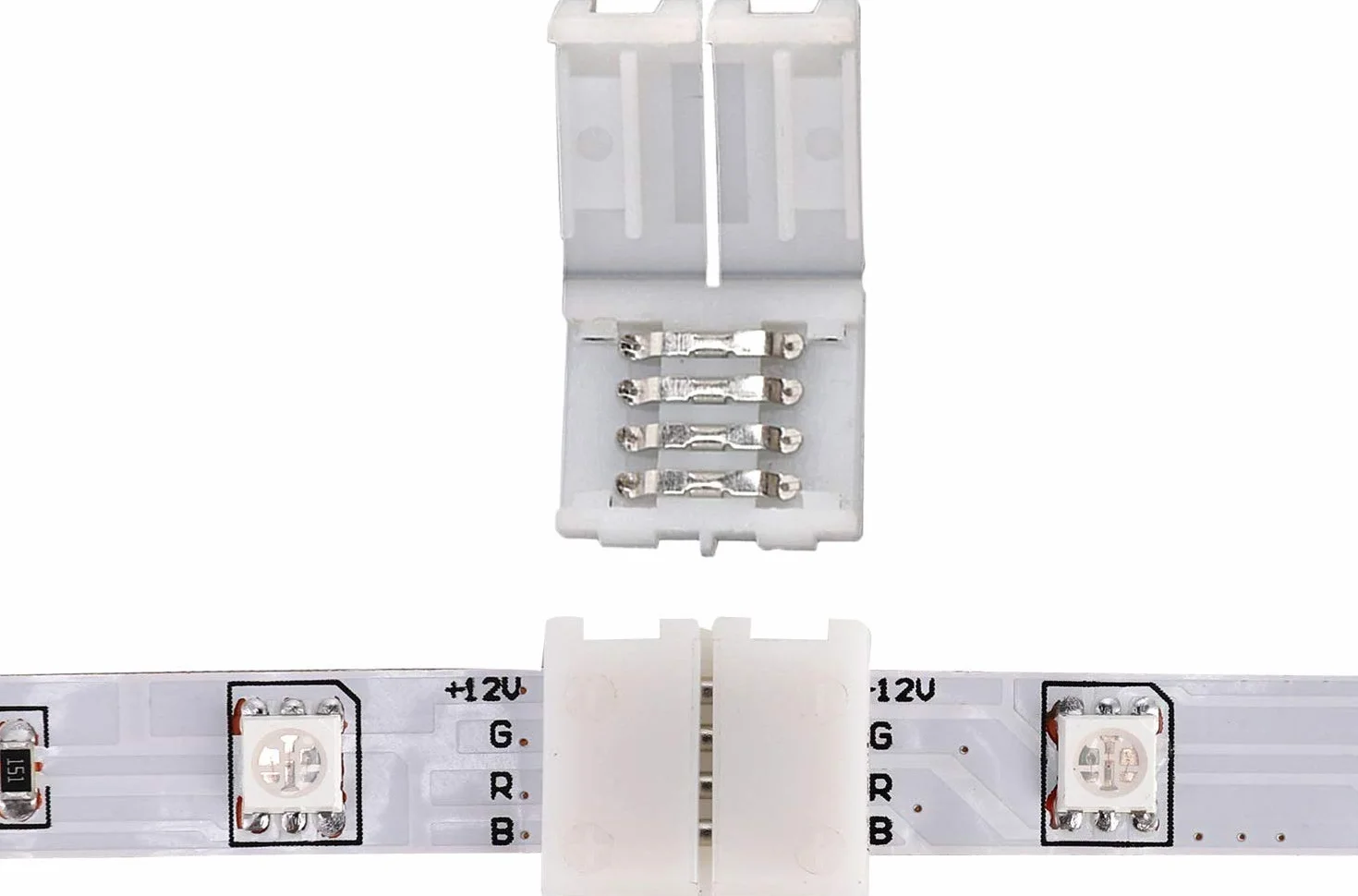 RUNCCI-YUN Zestaw łączników do taśm LED, rozdzielacz LED, rozdzielacz taśm LED, rozdzielacz do taśm LED, rozdzielacz LED RGB, rozdzielacz 1 do 4 diod LED do 4-biegunowych taśm LED RGB