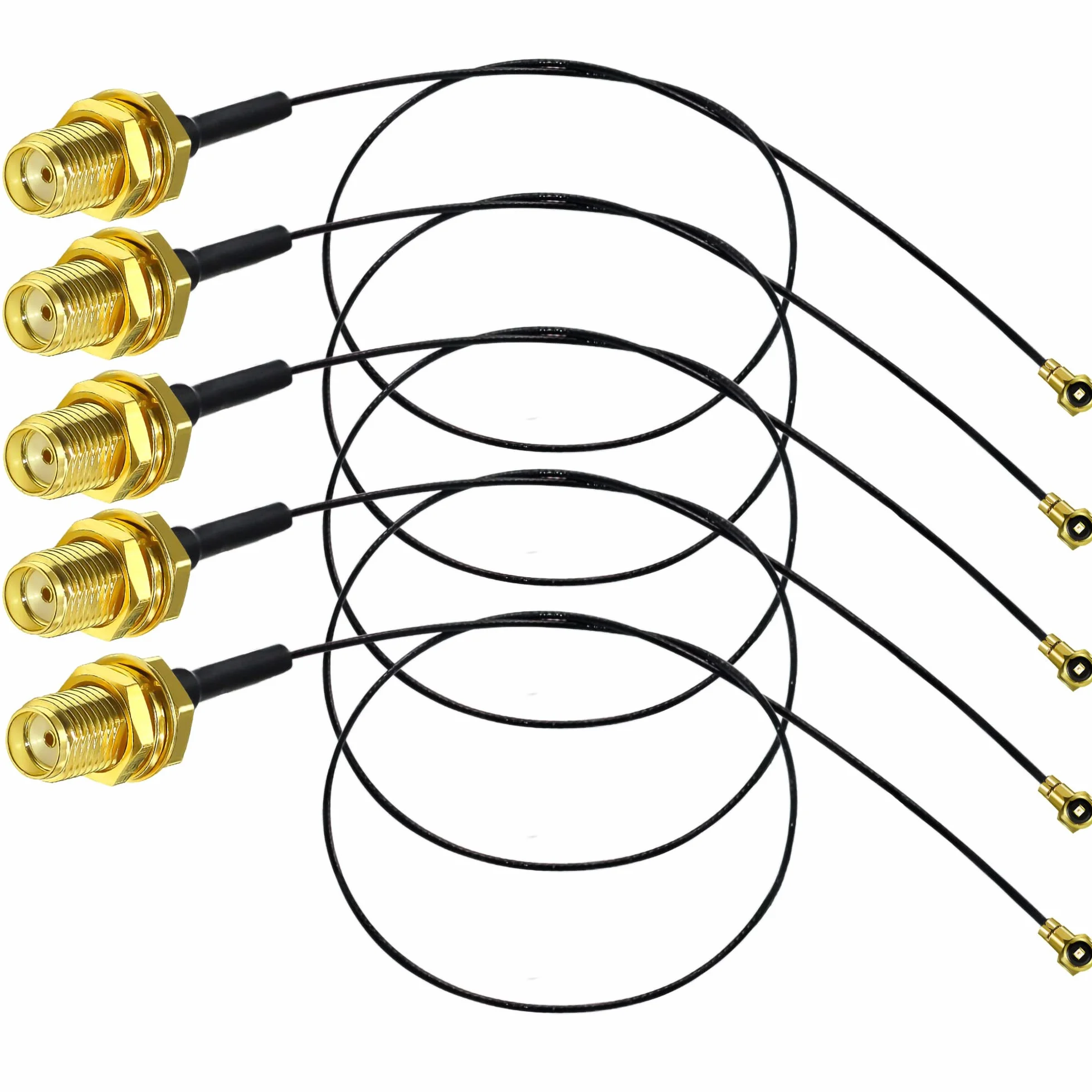 TUOLNK Gniazdo SMA na U.FL IPX Kabel Koncentryczny Bulkhead Pigtail WiFi 0,81 mm 12 cali (30 cm) 5 sztuk