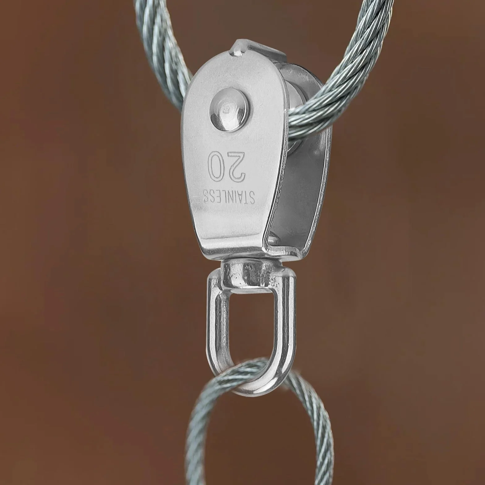 Rolki prowadzące do lin ze stali nierdzewnej 20 mm M20 75 kg
