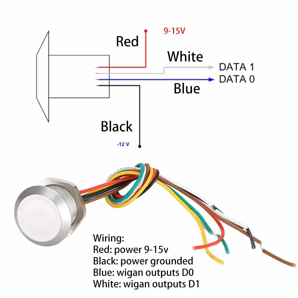 Sutinna Czytnik RFID mini kontroler wodoodporny Wiegand26/34 125 kHz 13,56 MHz