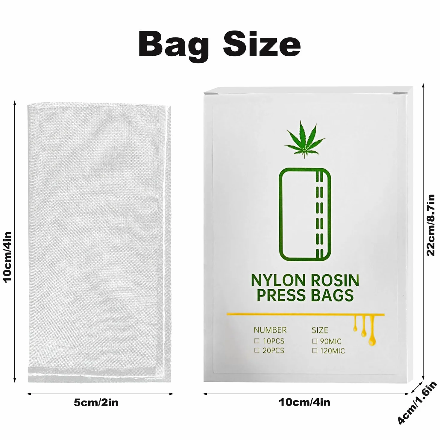 Nylonowe torby kompresyjne 5 x 10 cm - Podwójne szwy kompresyjne z filtrem siatkowym o wysokiej wytrzymałości do odzyskiwania żywicy i ekstrakcji oleju | Prasa