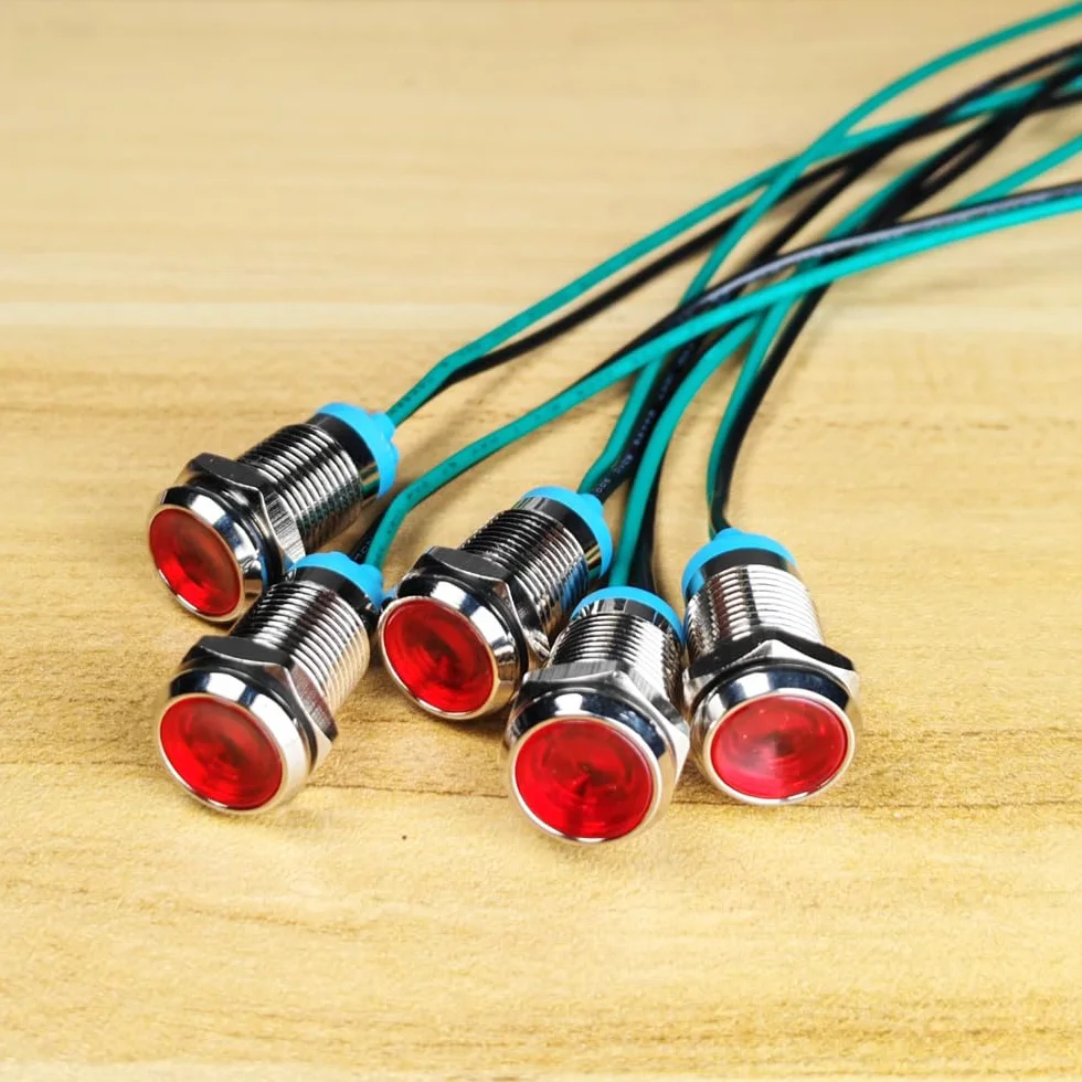 Gebildet 5sztuk 10mm Energooszczędna Dioda LED Wskaźnik Świetlny 3V-9VDC Wodoodporna Lampka Sygnalizacyjna Czerwona