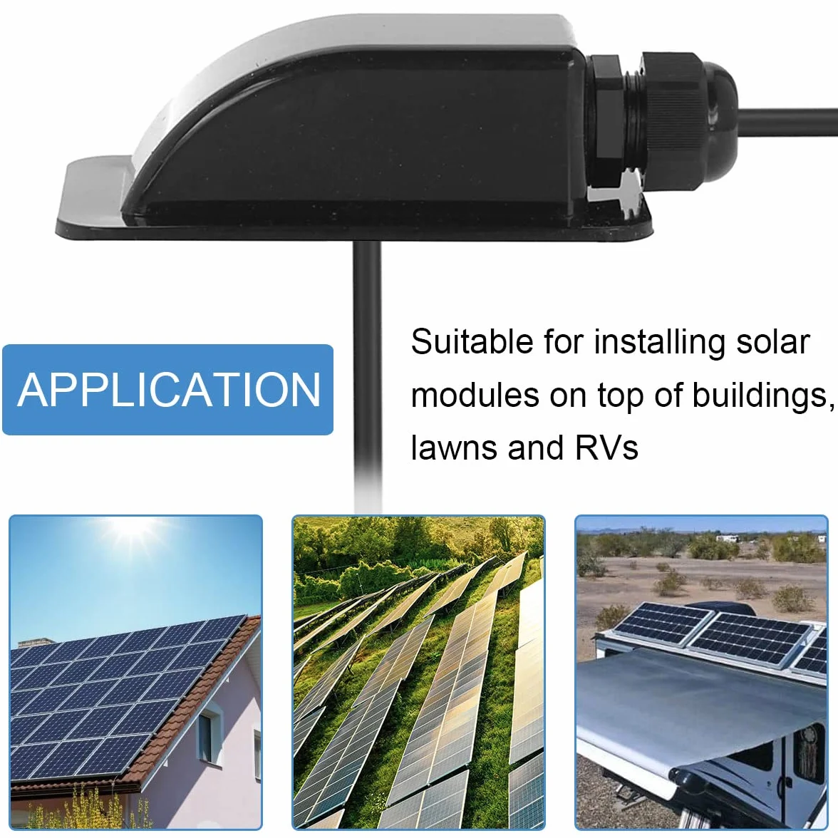 Xiatiaosann Przepust dachowy, przepust kablowy, solarny, 1-krotny, wodoszczelny IP68, ABS, do paneli słonecznych, klimatyzacji, przyczep kempingowych, łodzi, 3 mm do 12 mm, 2 sztuki