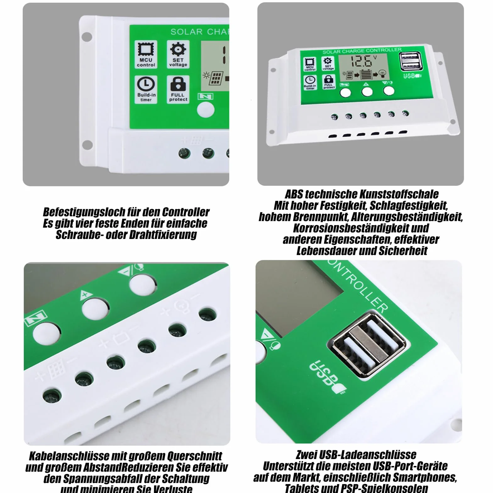 Regulator ładowania słonecznego, PWM 12 V, regulowany wyświetlacz LCD do Life-PO4, żel ołowiowy, kwas litowy, 2 porty USB, konwerter słoneczny 30 A
