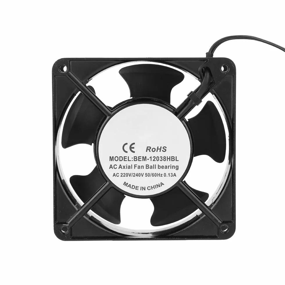Wentylator Osiowy 120x120x38mm 28W, Metalowy Wentylator z Silnikiem Miedzianym 2600 RPM, 82CFM do Ochładzania Domowego i Przemysłowego