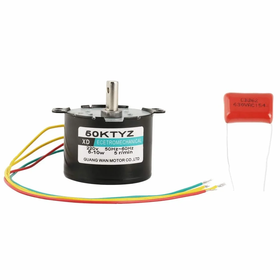 AC 220 (V) 5 obr/min 10 obr/min 15 obr/min 30 obr/min Silnik synchroniczny 50 obr/min, wolnoobrotowy, cichy silnik elektryczny 6-10 W do maszyn przemysłowych, zmywarek (10 obr/min)