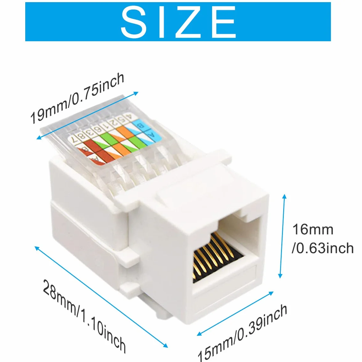 Xiatiaosann Keystone RJ45 Jack Cat6, 10 sztuk łącznik, sieciowy Ethernet Wall Jack Inline Cat6 sieciowy kompatybilny z katem 5/5e/6