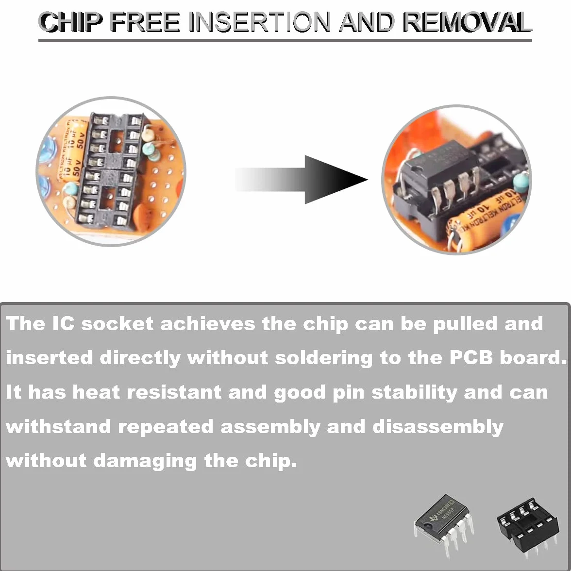 Cokół 8-biegunowy DIP-IC 2,54 mm adapter gniazda IC z trzpieniem cynowym do eksperymentów elektronicznych