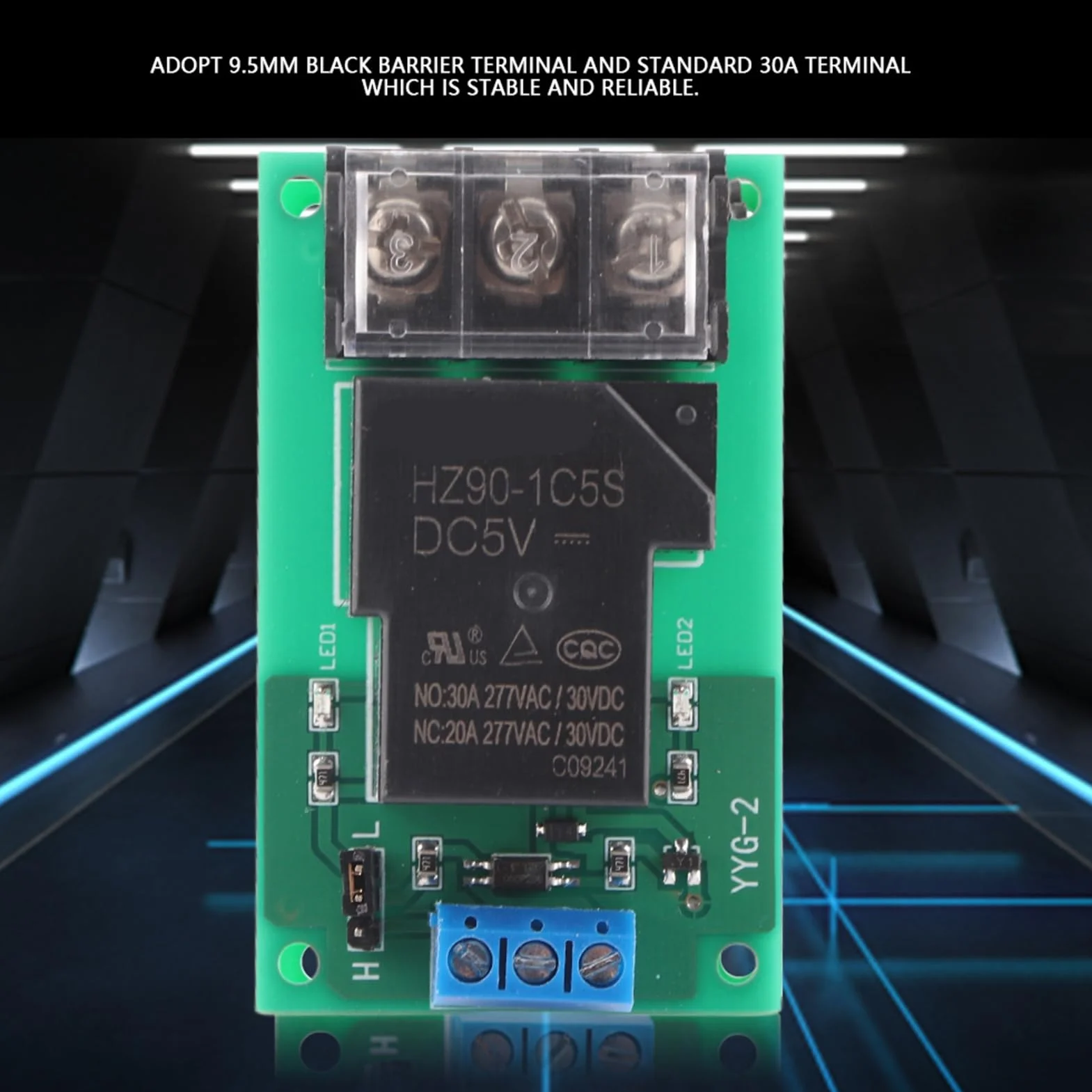 2 szt. Jednokierunkowy moduł Przekaźnika Izolującego Transoptor Wyzwalający Wysoki/niski Poziom dla DC5V,12V,24V z Czarnym Terminalem Barierowym 9,5mm 30A YYG-2