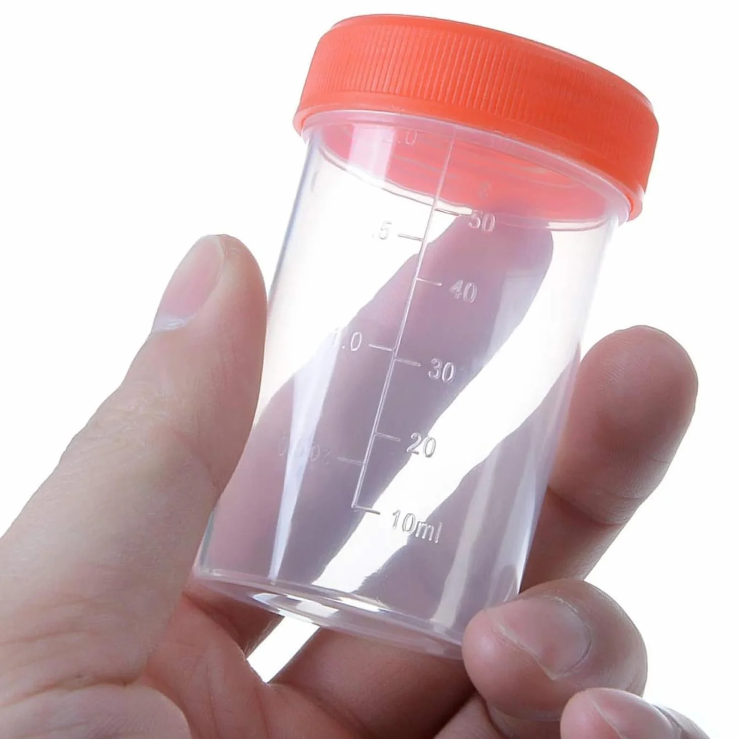 LATRAT Pojemnik uszczelniony na mocz do pobierania próbek, tworzywo sztuczne, 60 ml, kubek na mocz z nakrętką, odpowiedni dla dorosłych, 20 sztuk do zastosowań medycznych w laboratorium