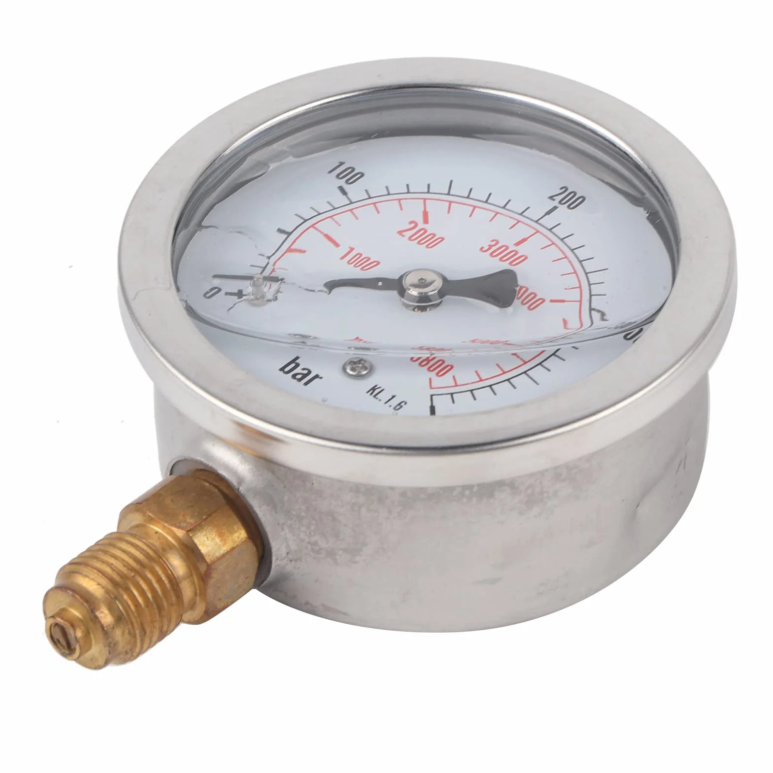 Manometr hydrauliczny Xinrub 63 mm Ciśnienie wody napełnionej gliceryną 1/4 NPT podwójna skala 0-400 BAR / 0-5800