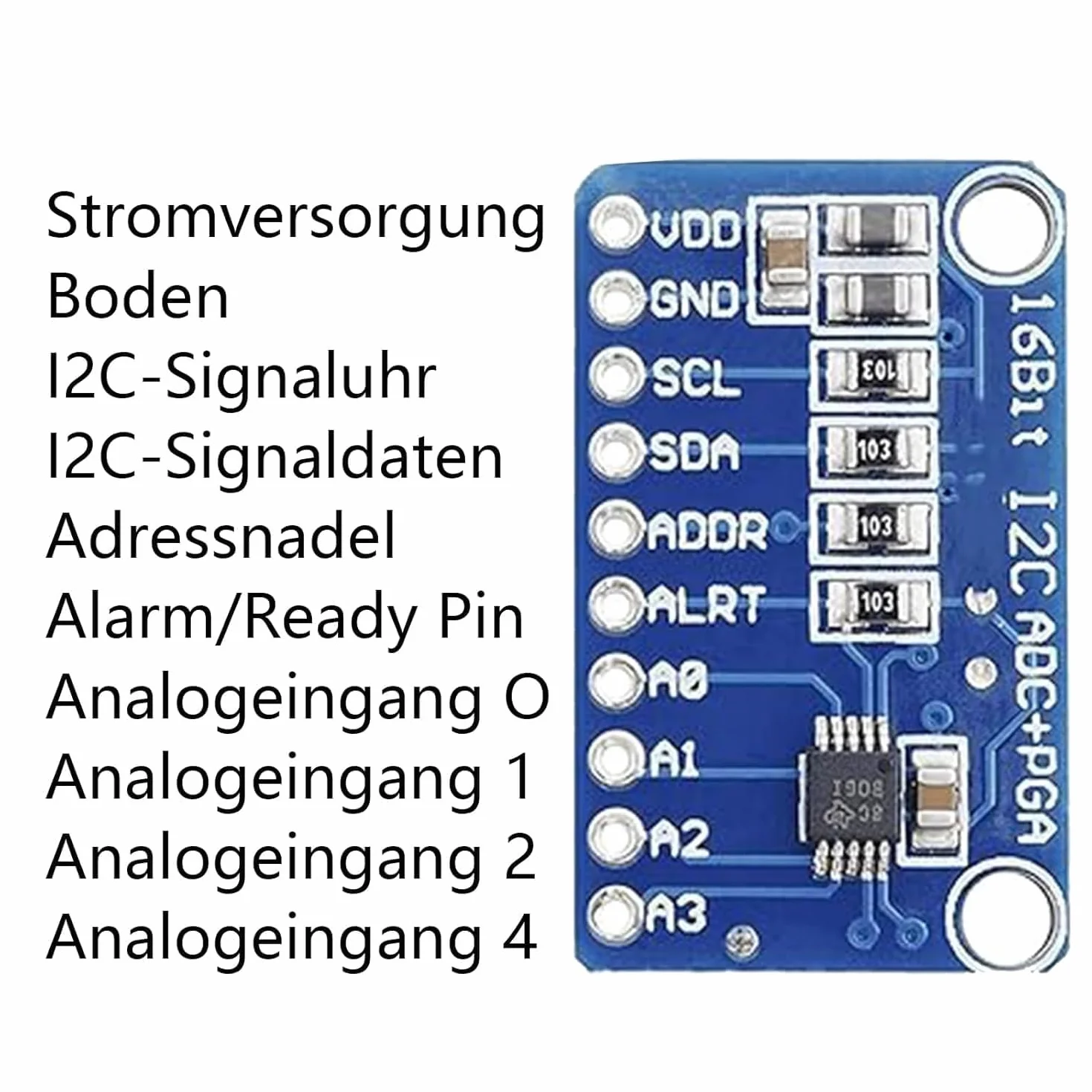 3 szt. ADS GERUI-1115 (16-bitowy) konwerter analogowy ADC development board module, low power consumption (20uA), może być używany na wykrywaniu prądu i przenośnych instrumentów o niskiej prędkości