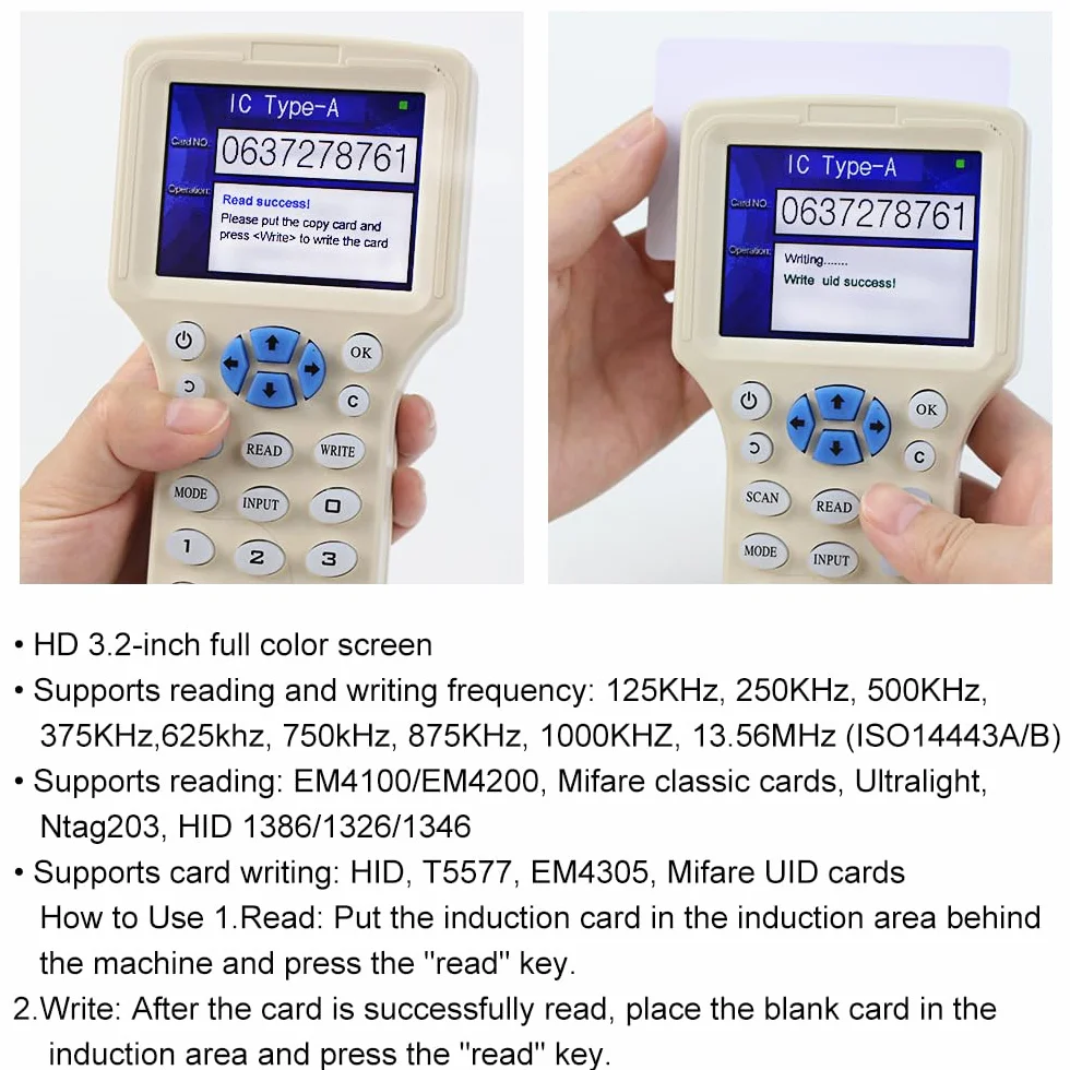 Pusta karta UID 13,56 MHz, programowalna karta RFID Mifare 1K z możliwością zmiany UID, karta kontroli dostępu z PCW do systemów bezpieczeństwa drzwi, członkostwa i klonowania (10)