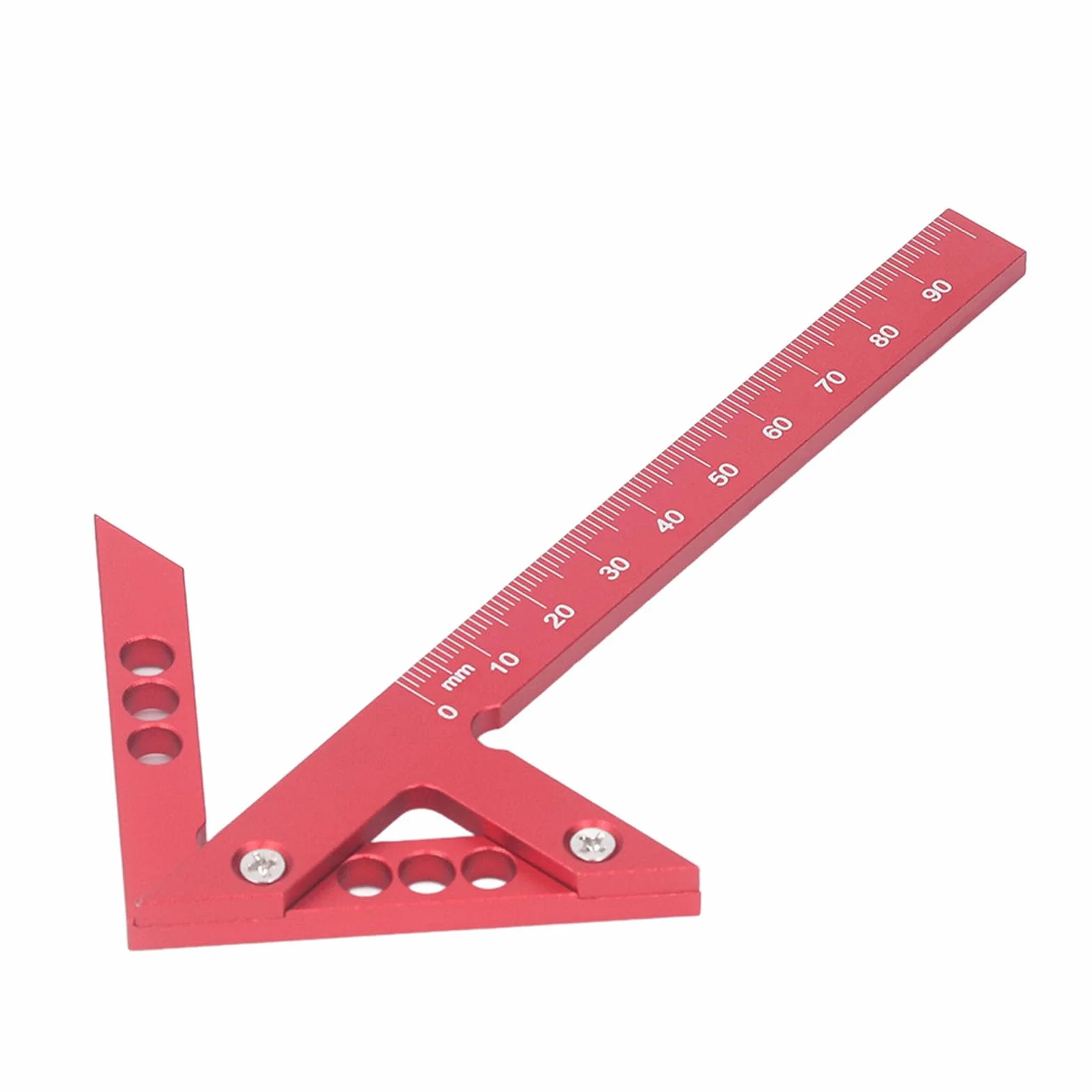 Aluminiowy Kątownik 45 Stopni, Wskaźnik Pisania do Obróbki Drewna, 100mm, ze Stopu, Linia Środkowa, Skrybowanie 45 i 90 Stopni