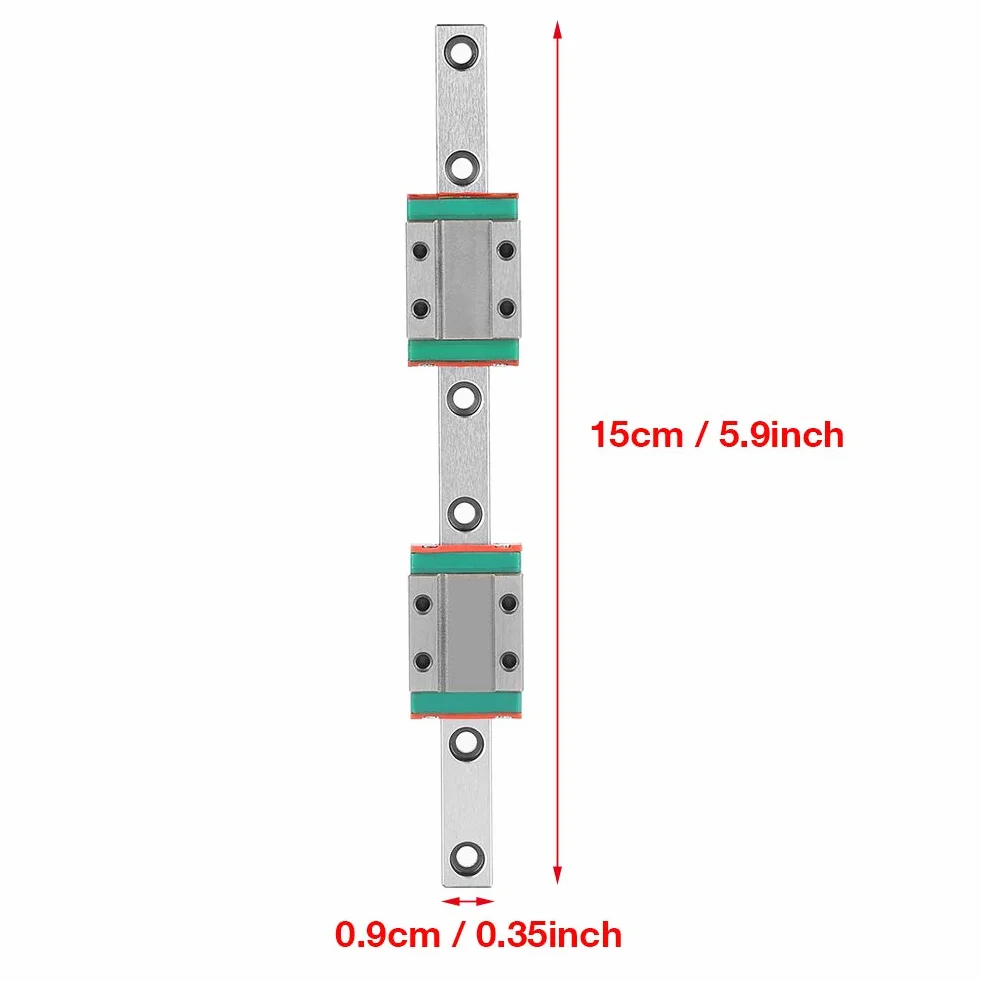 MGN9B 150 mm Mini Linear Rail Guide, prowadnica liniowa 9 mm z 2 blokami przesuwnymi, odporna na rdzę