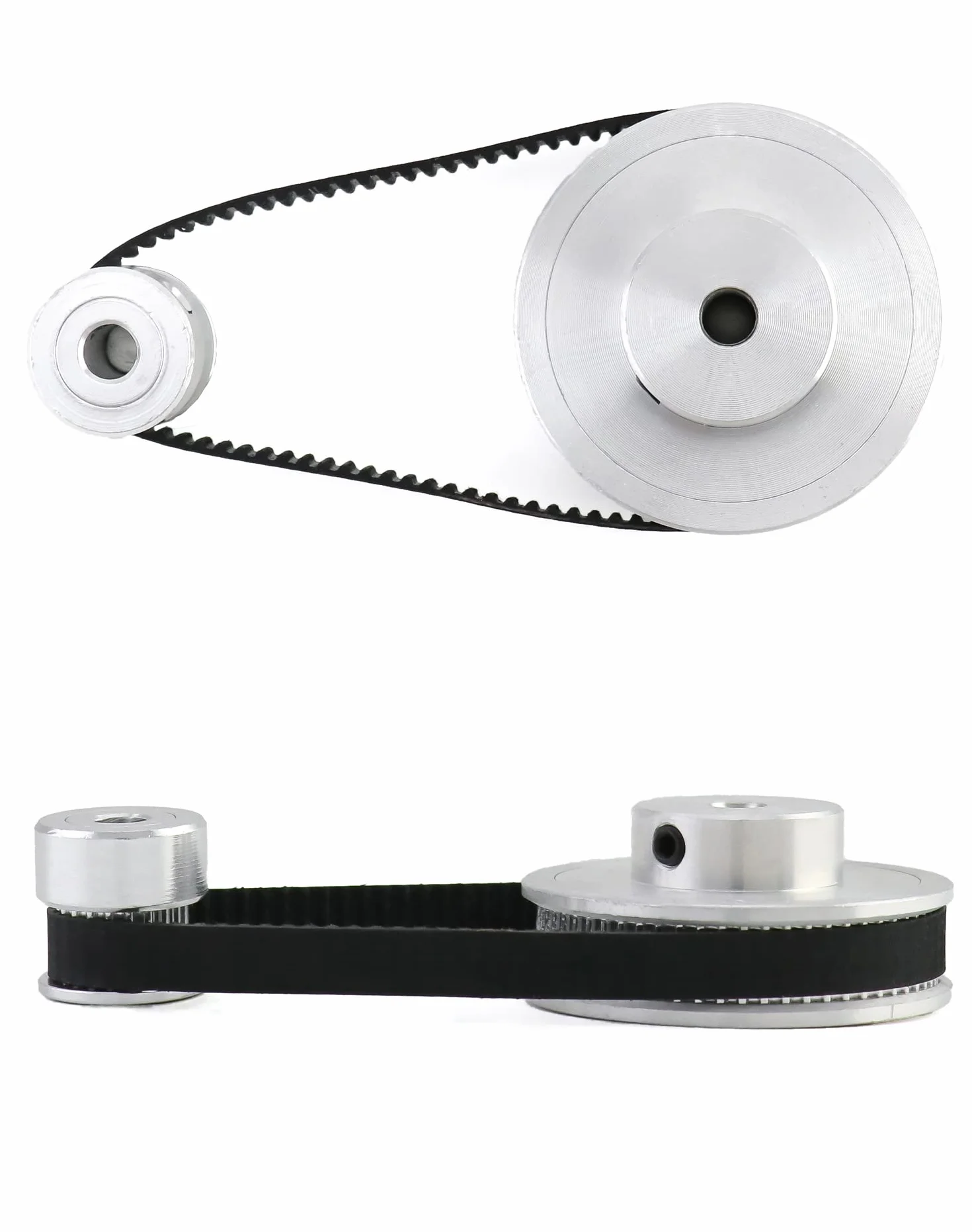 QWORK® 2 zestawy kół pasowych zębatych 2GT do drukarki 3D, 20 i 60 zębów, aluminiowe koło zębate o średnicy 5 mm i pas o szerokości 6 mm i długości 200 mm
