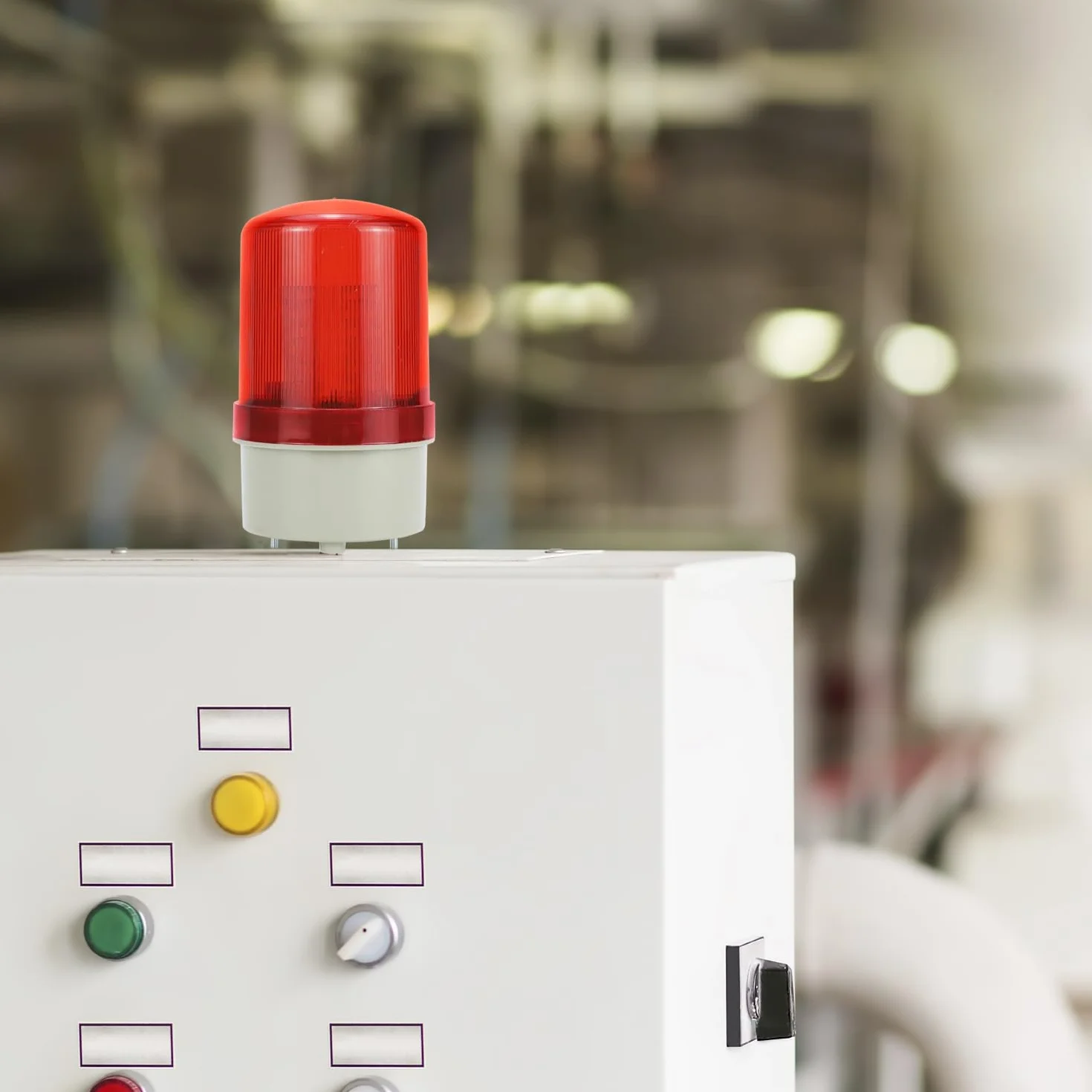 QWORK® Obrotowe światło ostrzegawcze LED, czerwone migające światło, alarm optyki akustycznej