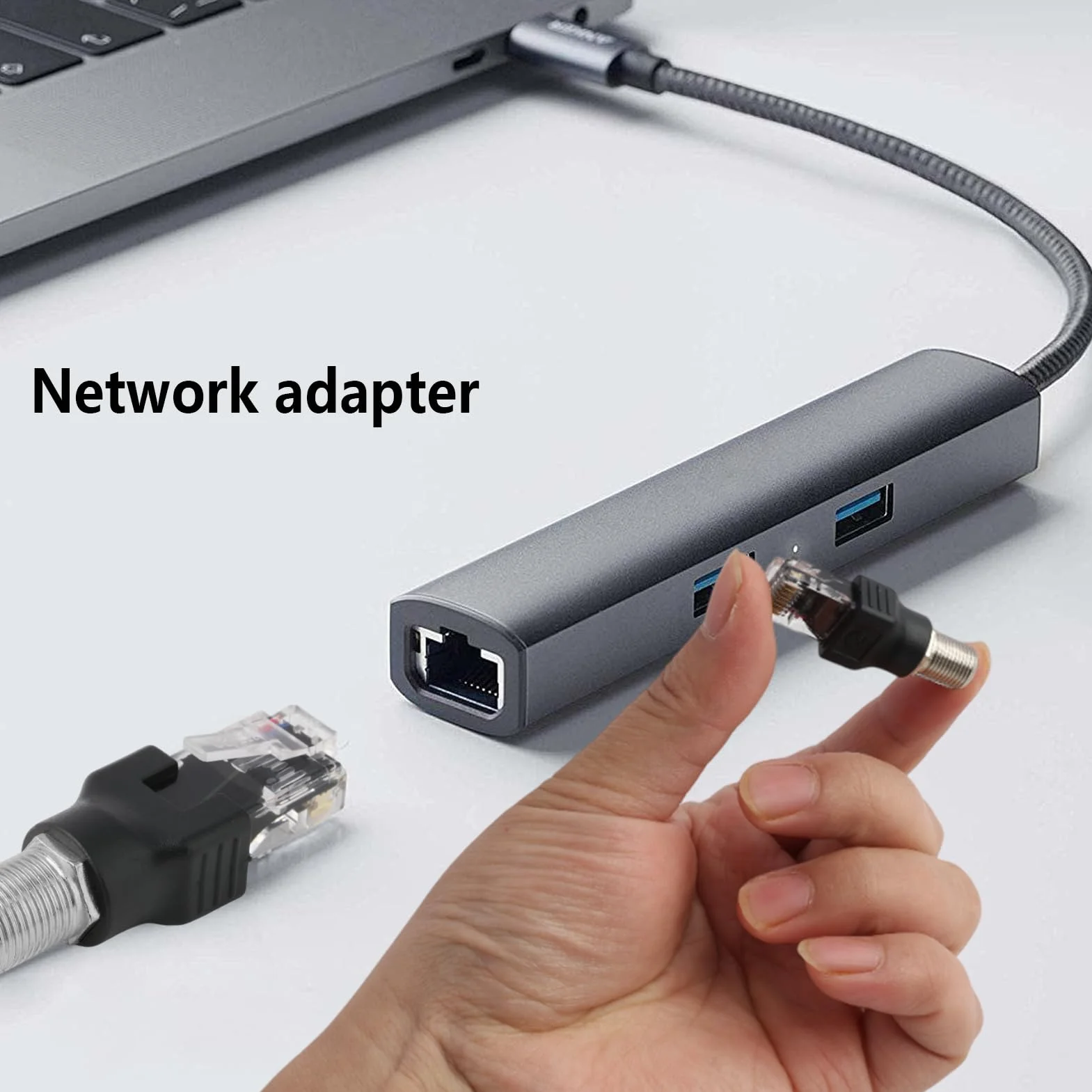 4 szt. Konwerter koncentryczny RF żeński na RJ45 męski, RF na RJ45 konwerter koncentryczny, złącze koncentryczne RJ45 na RF męski, do testerów liniowych, czujników i śledzenia kabli koncentrycznych