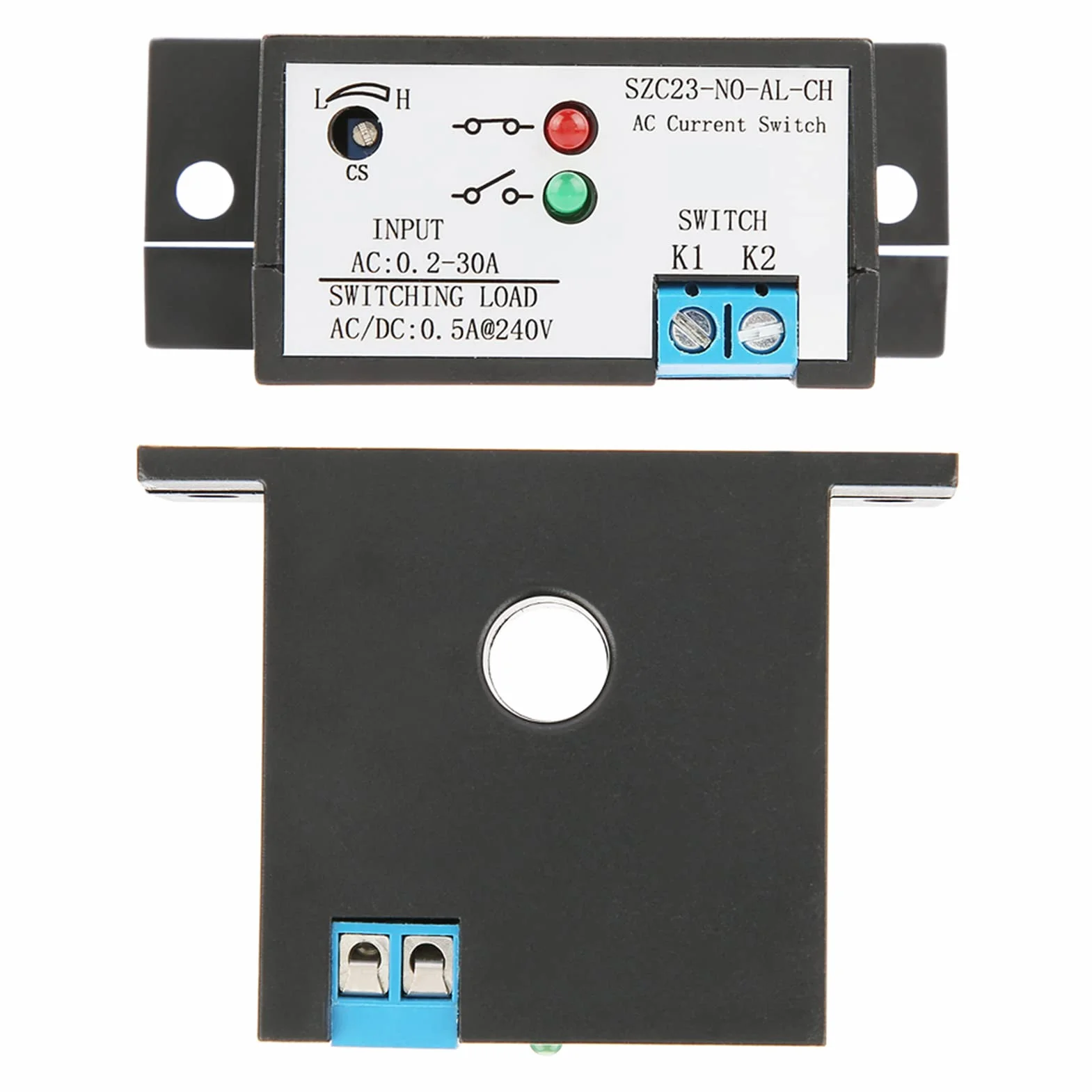 SZC23-NO-AL-CH Current Sensing Switch Normally Open Adjustable AC 0.2-30A IP30 Waterproof