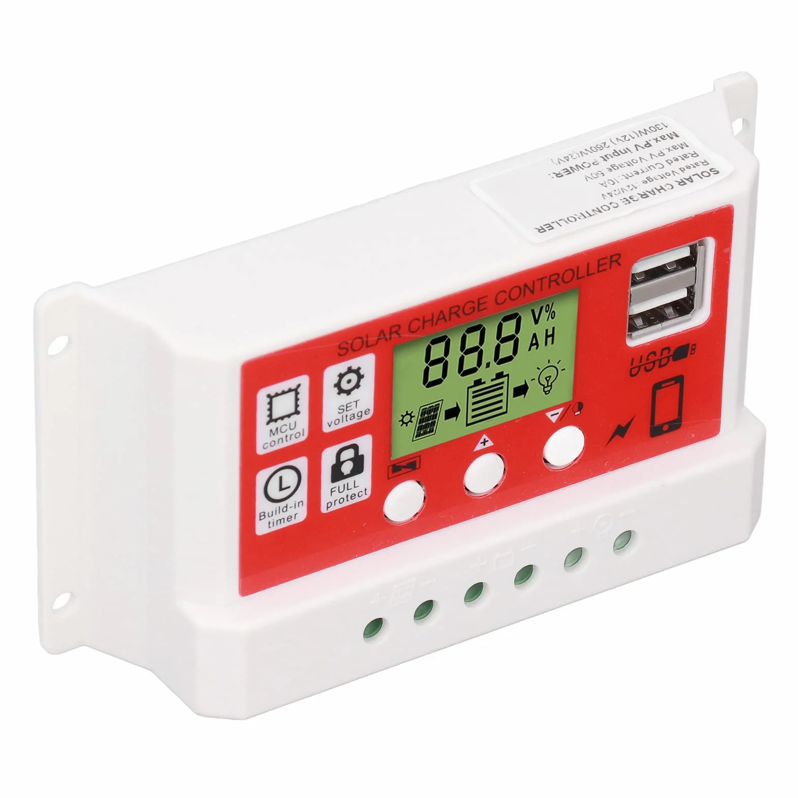 Inteligentny Regulator ładowania słonecznego USB 30A z wyświetlaczem LCD do baterii panelu słonecznego