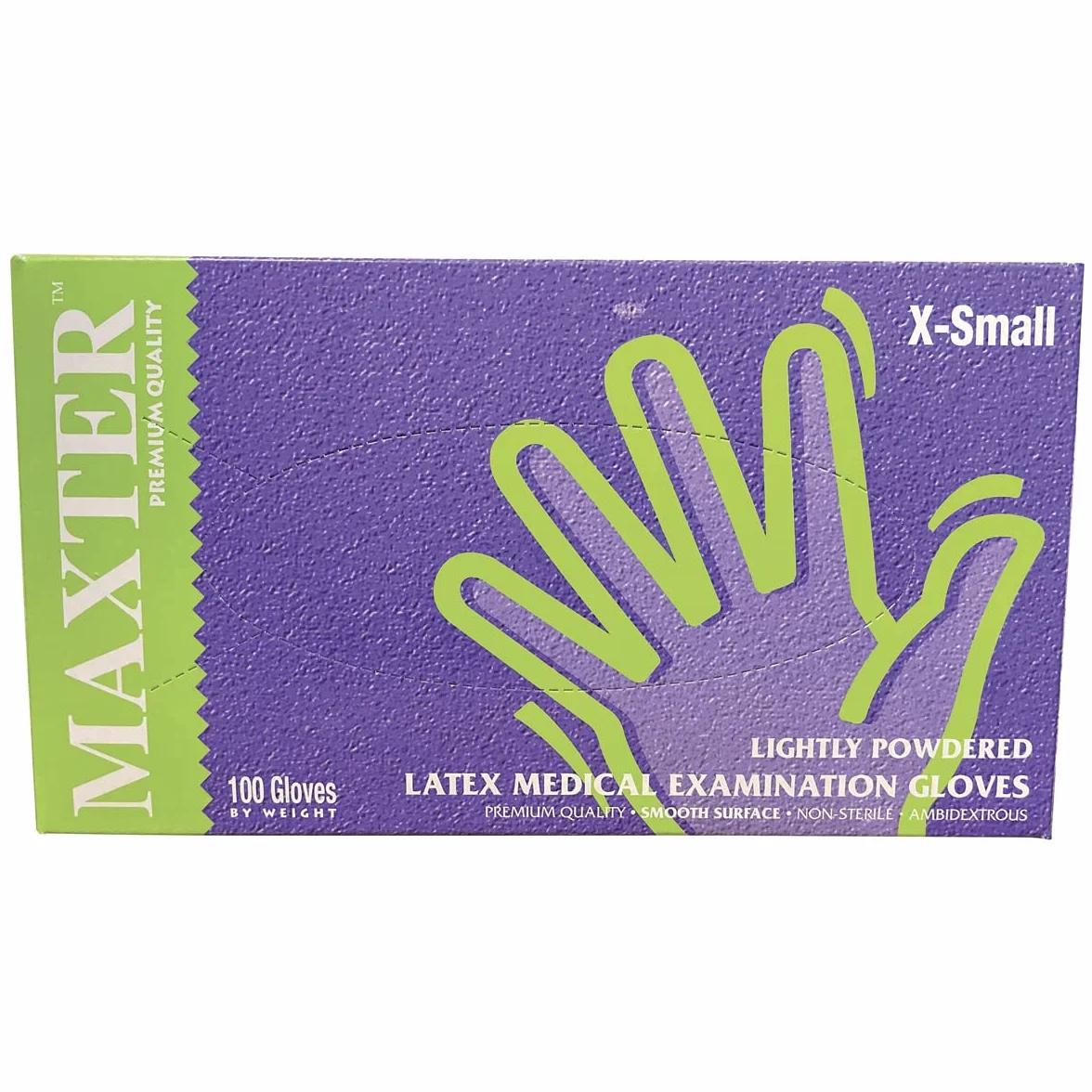 Maxter - Opakowanie zawiera 100 sztuk rękawiczek jednorazowych z czystego lateksu kolor biały, niesterylny, puder (XS)