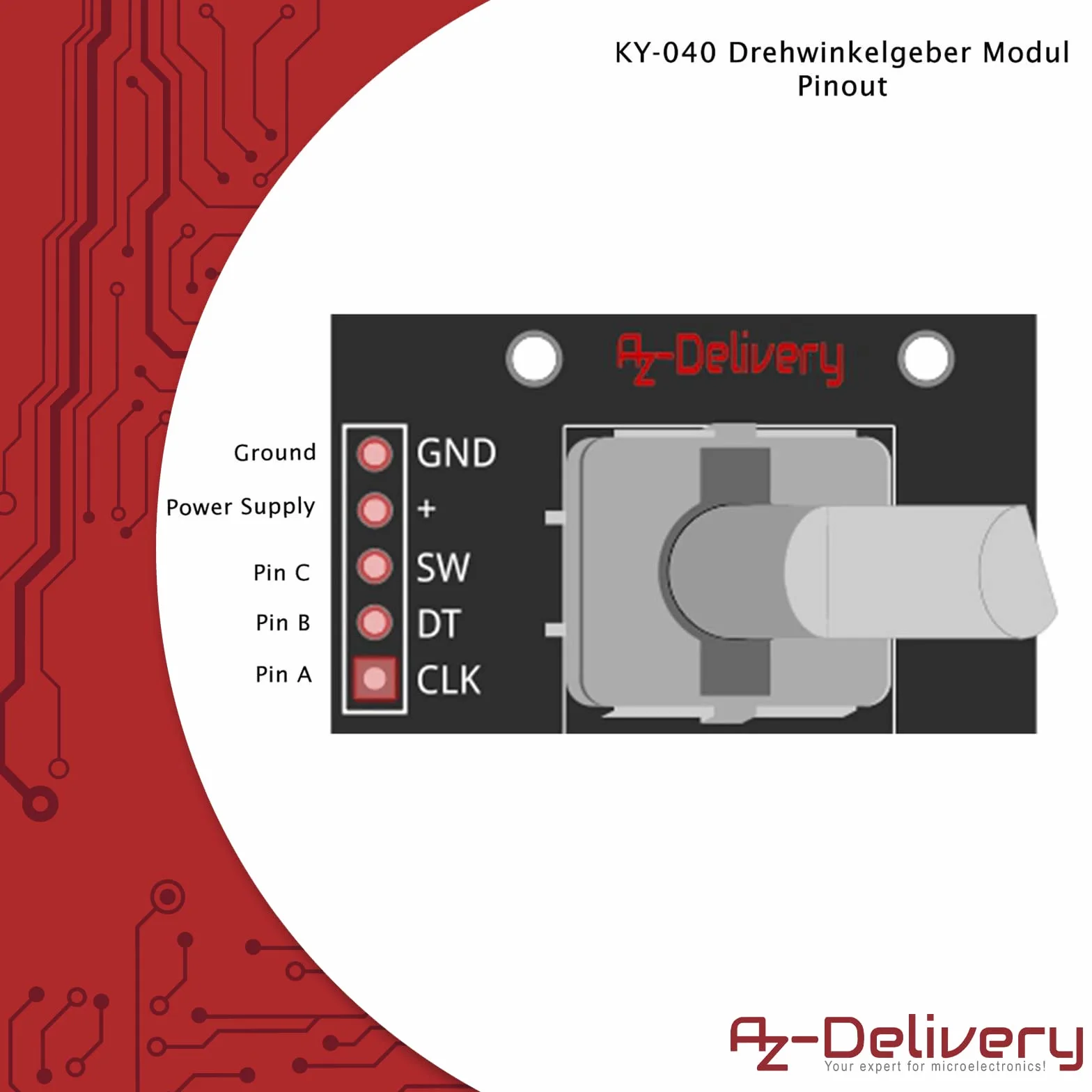 AZDelivery KY-040 Rotary Encoder Moduł kompatybilny z Arduino Raspberry Pi