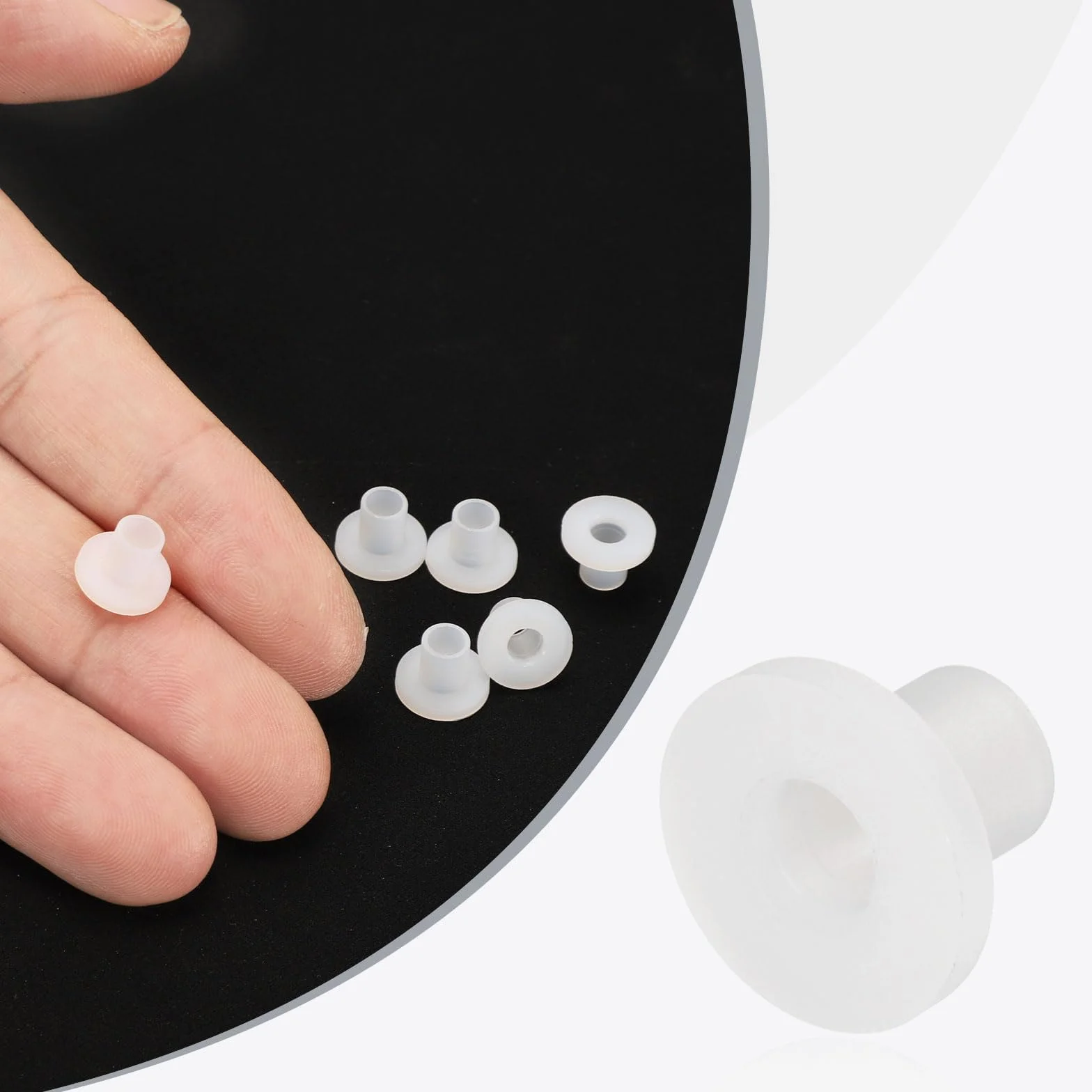 QUARKZMAN 24 sztuki tulejek kołnierzowych z tworzywa sztucznego ID 4 mm x OD 5 mm x długość 7 mm tuleje nylonowe, białe