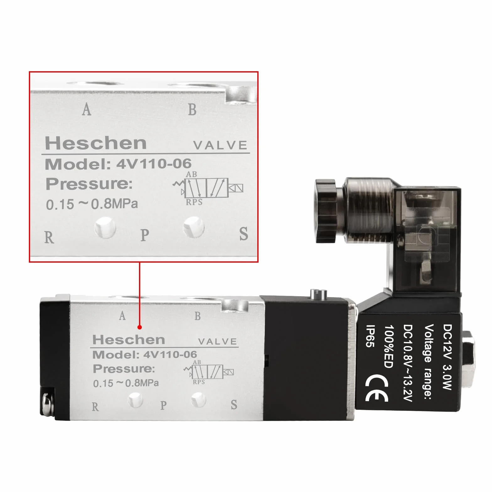 Heschen Elektryczny zawór elektromagnetyczny 4V110-06 24VDC PT1/8 5-drożny 2-pozycyjny