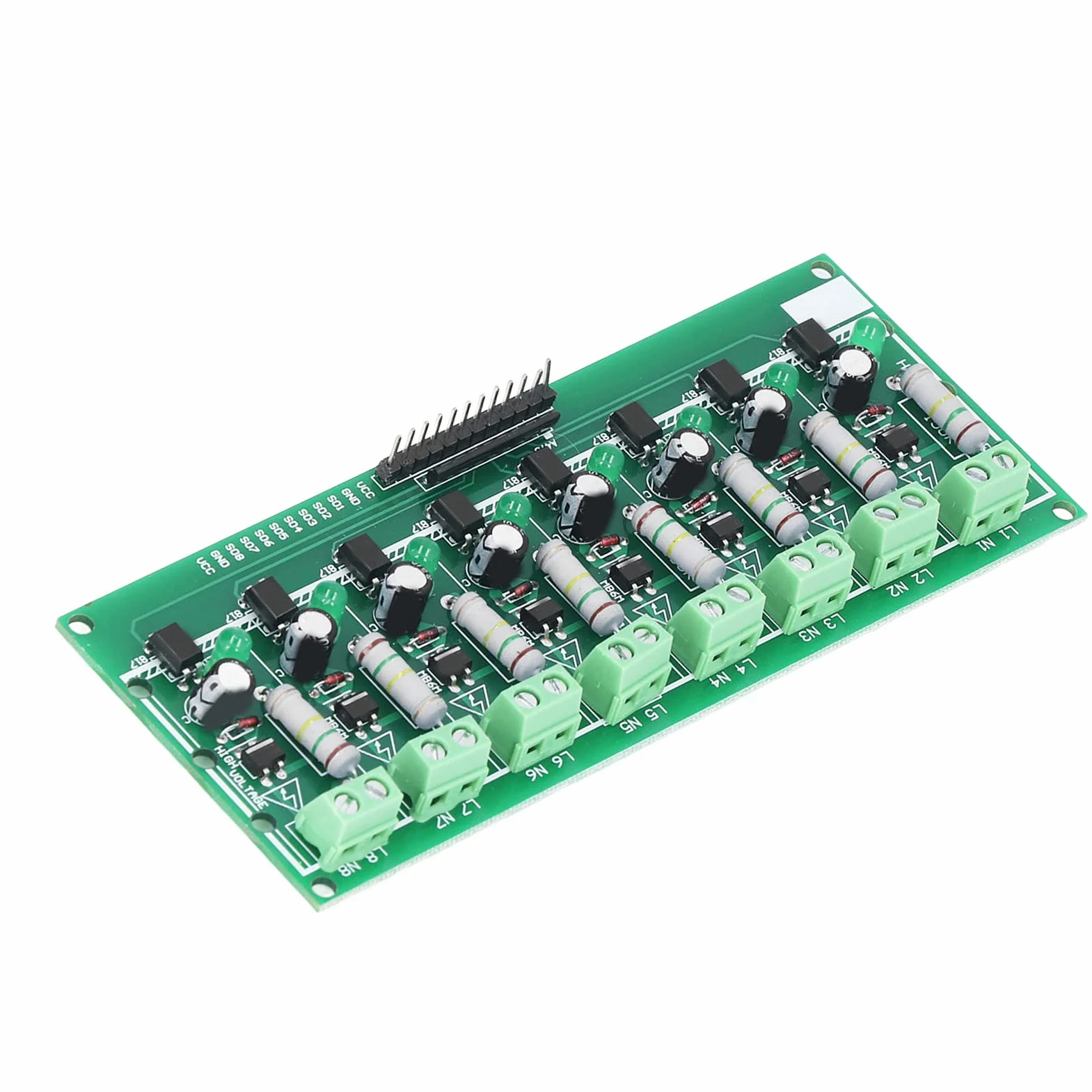 Moduł Wykrywania Napięcia 220V AC 8-kanałowy z Izolacją Transoptorową PLC PCB 3-5V