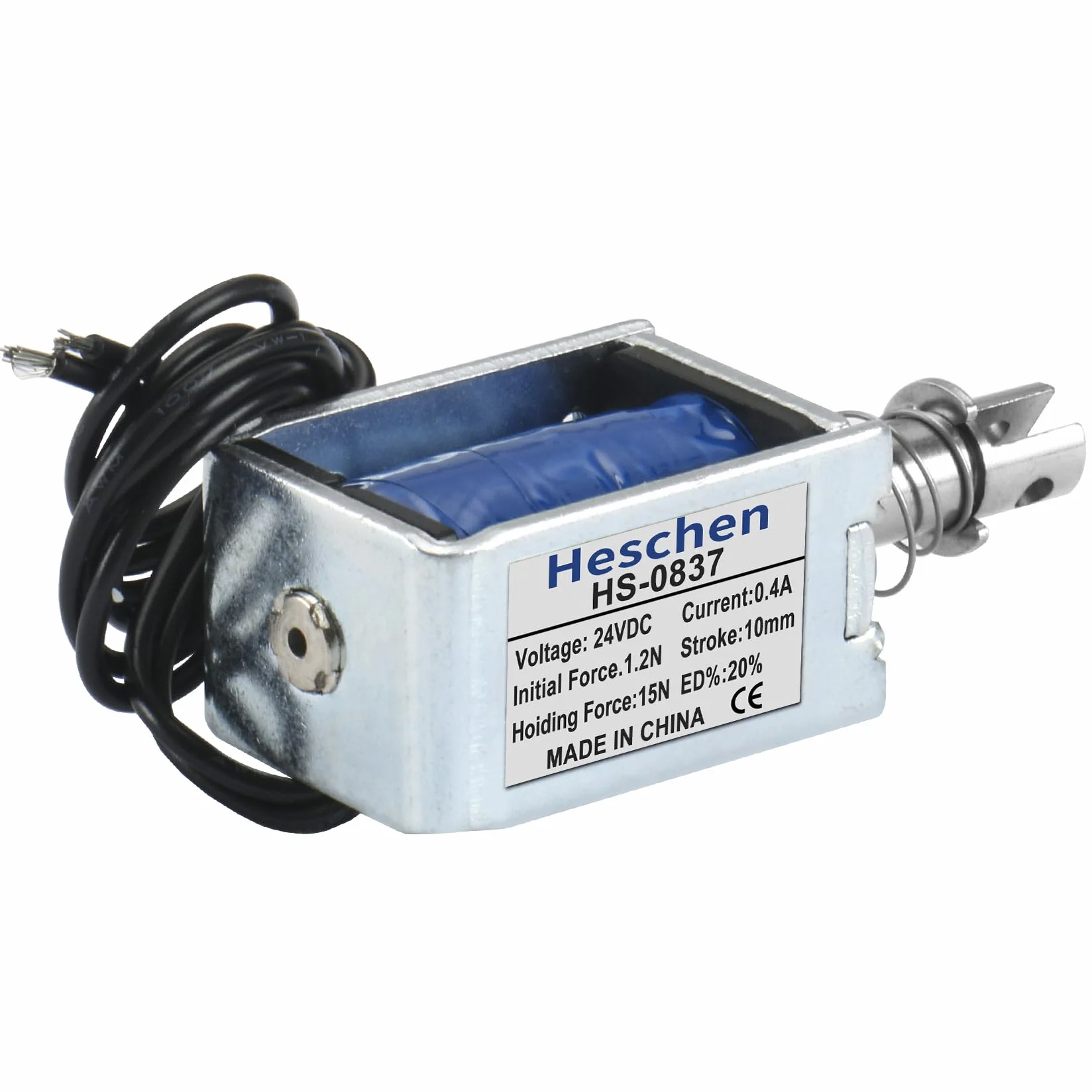 Hechen elektromagnes elektromagnetyczny HS-0837 DC24V 19N 4LB 10mm suwowy typ pociągnięcia otwarta rama