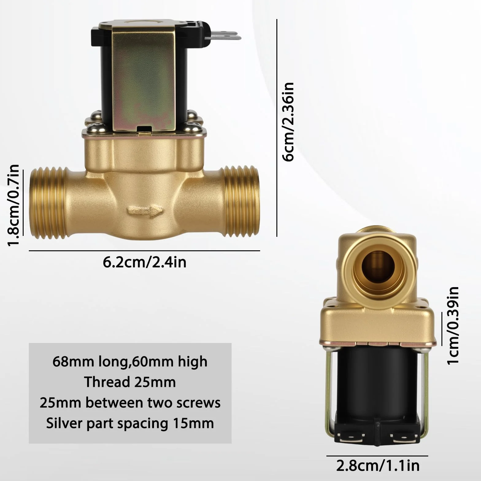 Zawór magnetyczny mosiężny G1/2 AC 220 V normalnie zamknięty 2-drożny