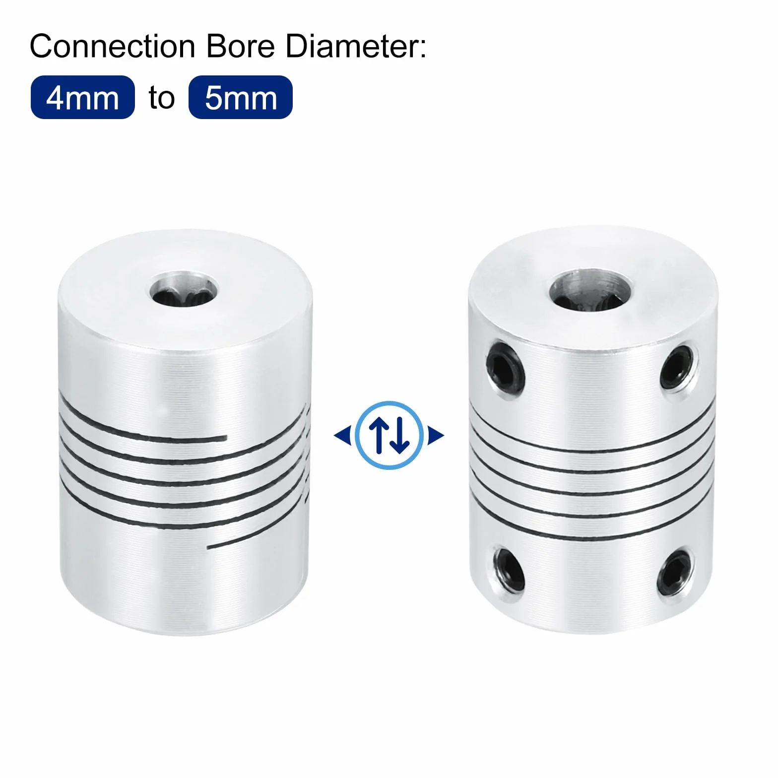 QUARKZMAN 4 sztuki 4 mm do 5 mm ze stopu aluminium, sprzęgło wału L25 x D19, elastyczna wiązka sprzęgła, stepper silnik, łącznik do drukarki 3D, maszyny CNC, enkodera, wał silnika, kolor srebrny