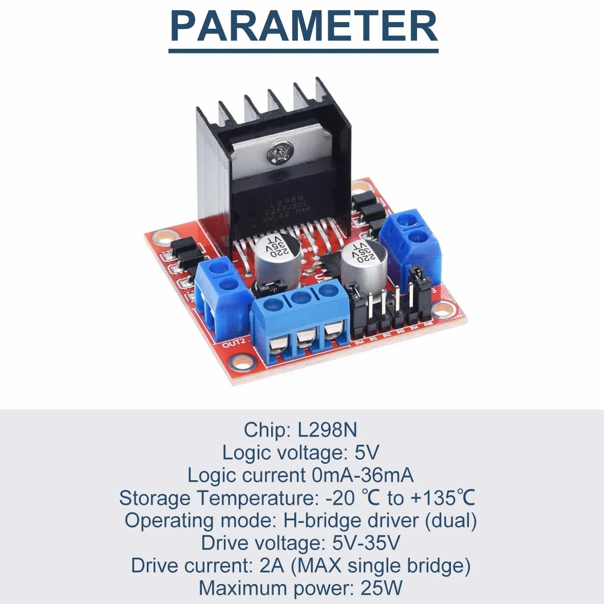 2 szt. Płyta kontrolera napędu silnika L298N DC podwójny moduł sterujący silnika krokowego H Bridge Motor dla Arduino Smart Car Power z kablem rozruchowym, drut 24AWG