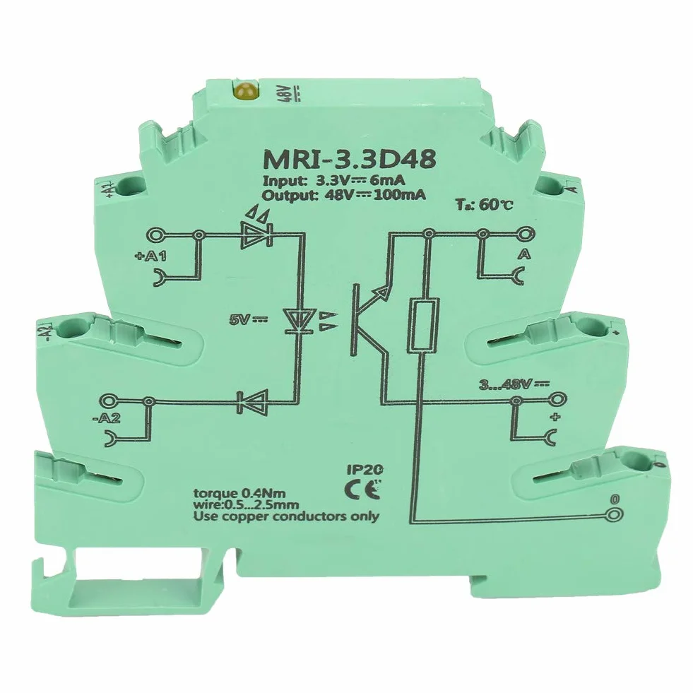 SPS-Relais zur Isolierung des Optokopplers, MRI-3.3D48 DC Photoelektrischer Koppler zur Isolierung des SPS-Relaismoduls Eingang 3.3VDC Ausgang 3-48VDC