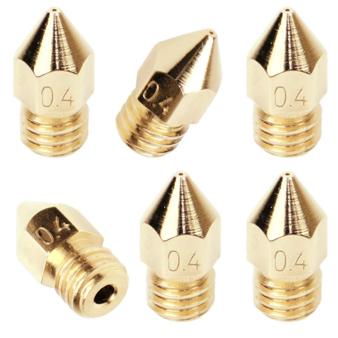 6 szt. dysz 0,4 mm zestaw MK8 Makerbot RepRap Anet A8/A6 Flashforge CtC wytłaczarka Hotend głowica drukująca z mosiądzu do drukarki 3D 1,75 mm (Nozzle) M6