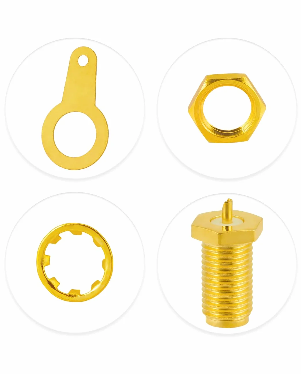 Vecys 10 Sztuk Złącza SMA Żeńskie Złącze SMA Coaxial Panel Mount Connector z Nakrętką Przelotową i Zaciskiem Lutowanym