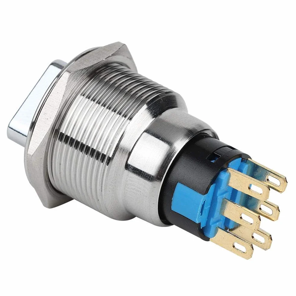 Drehschalter, 19 mm Edelstahl Wasserdichter IP67 Umschaltsteuerung Wahlschalter mit 5-14 N Arbeitsdruck, Schalter für Haushaltsgeräte, Fahrzeugmodifikation(6 Pin und 3 Level)