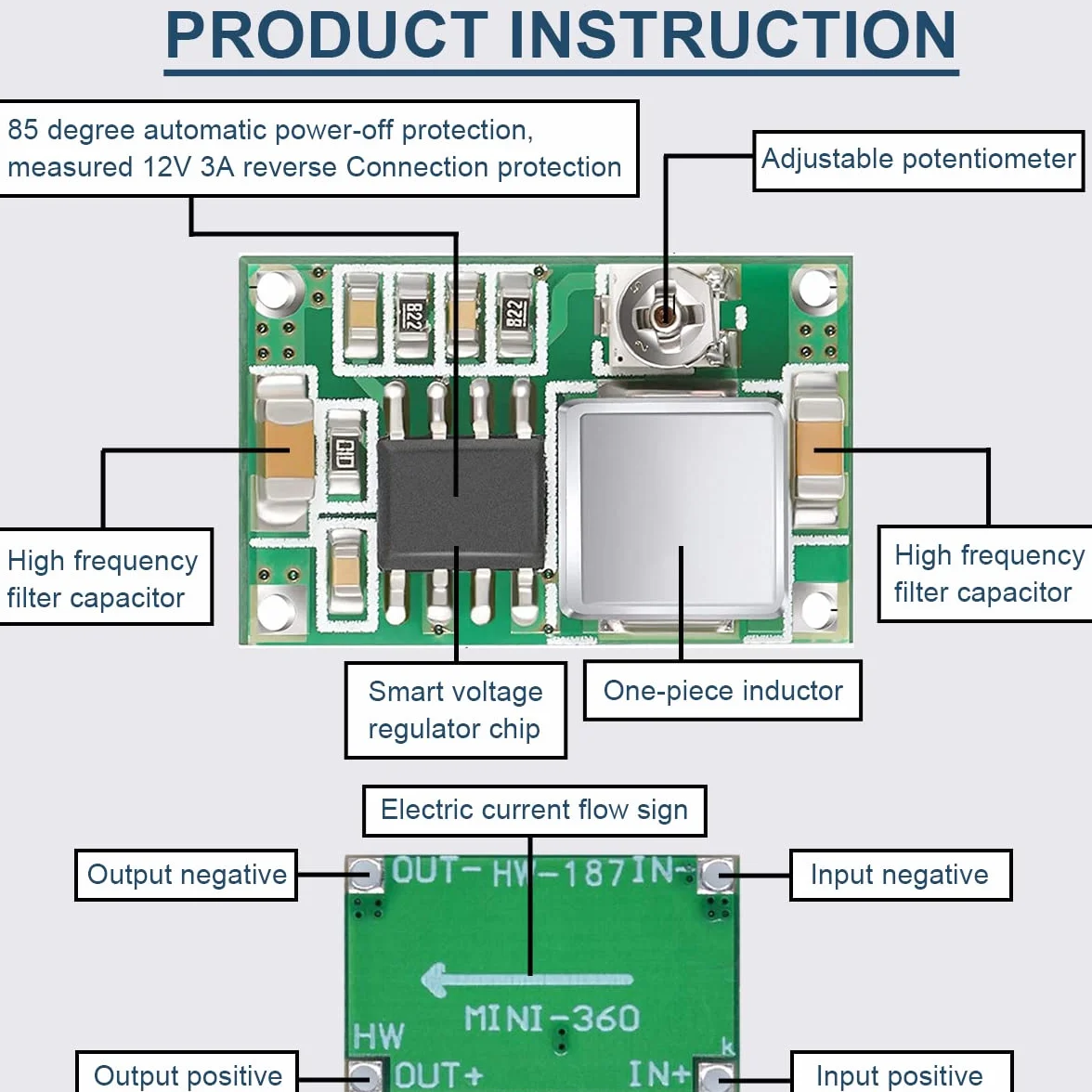10 SZTUK Mini 360 Zasilacz Buck Moduł DC na DC Regulowany konwerter Buck 4.75-23V do 1.0-17V Ultra-Small Voltage Regulator 3A For Air Model