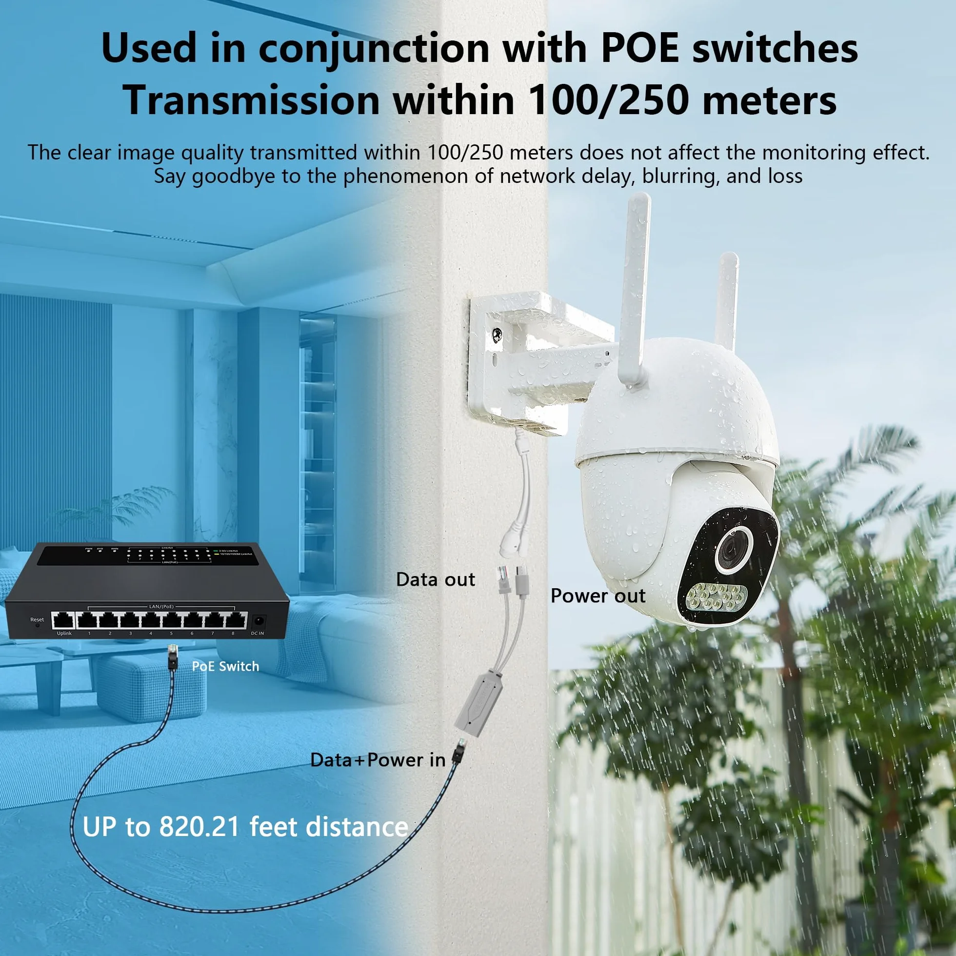 GINTOOYUN Szary DC5V USB-C POE rozdzielacz 10/100 Mbps Typ-C POE rozdzielacz z portem RJ45 i portem typu C, spełnia standard IEEE 802.3AF/at Standard (6,69 cala)