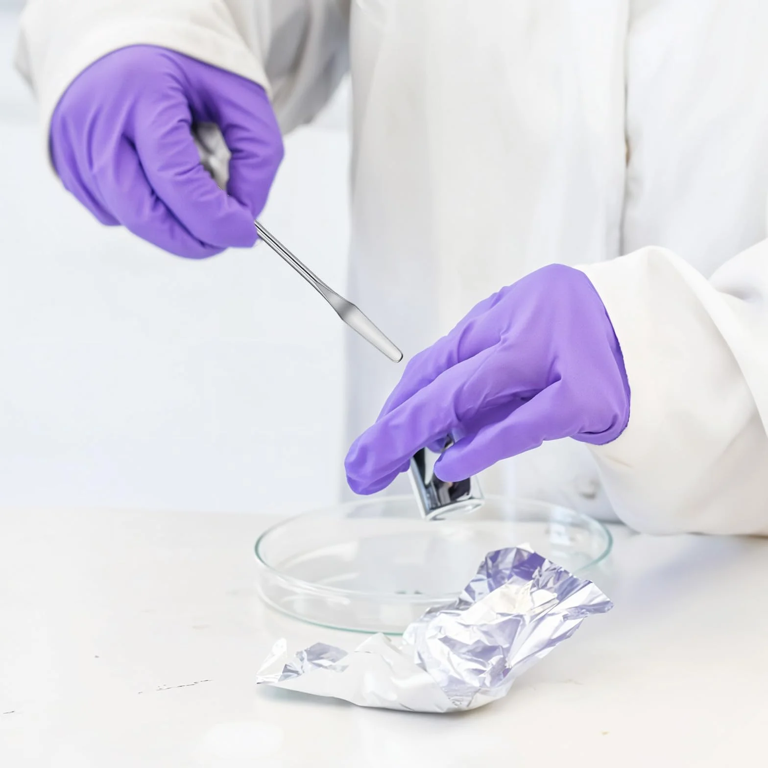4 sztuki szpatułki ze stali nierdzewnej, podwójnie zakończone szpatułki ze stali nierdzewnej, szpatułka laboratoryjna, mikroszpatułka, skrobak do tabletek, łyżka laboratoryjna ze stali