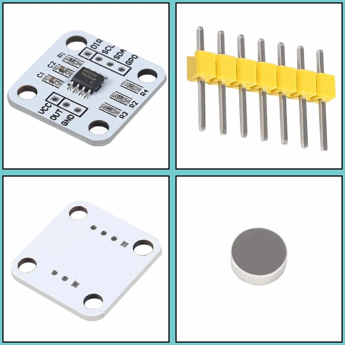 4 szt. AS5600 12-bitowy enkoder magnetyczny DC 3,3 V IIC PWM moduł czujnika kąta indukcyjnego o wysokiej precyzji do Raspberry Pi, Arduino, z przewodem łączącym
